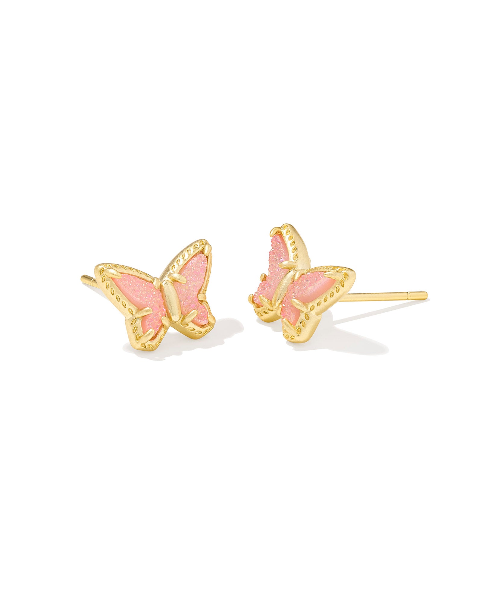 Kendra Scott Dolly Parton Butterfly Small Stud Earrings - Gold Light Pink Drusy