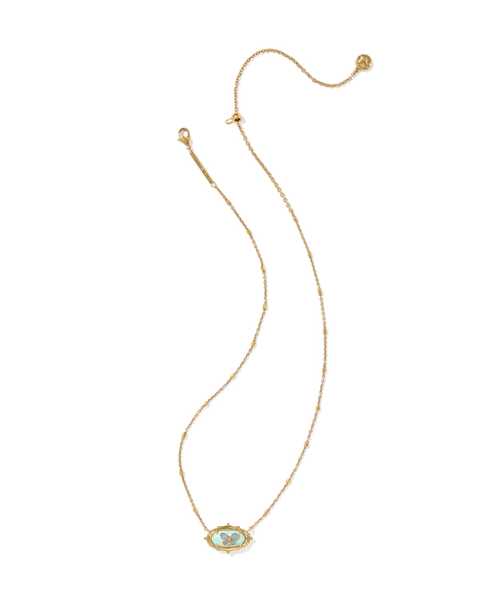 Kendra Scott Dolly Parton Elisa Butterfly Short Pendant Necklace - Vintage Gold Sea Green Chrysocolla