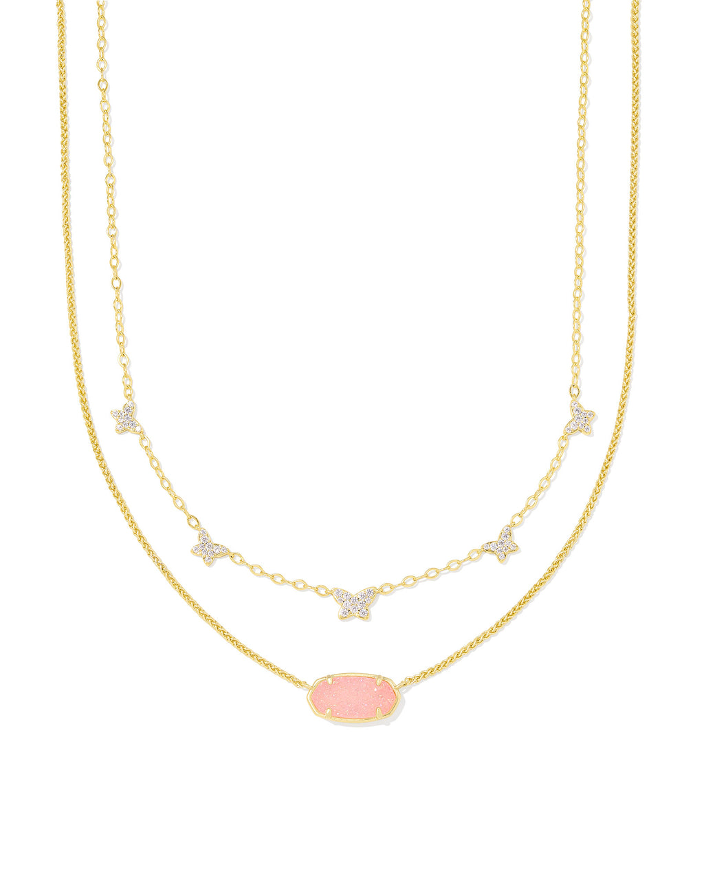Kendra Scott Dolly Parton Elisa Butterfly Multi Strand Necklace - Gold Light Pink Drusy