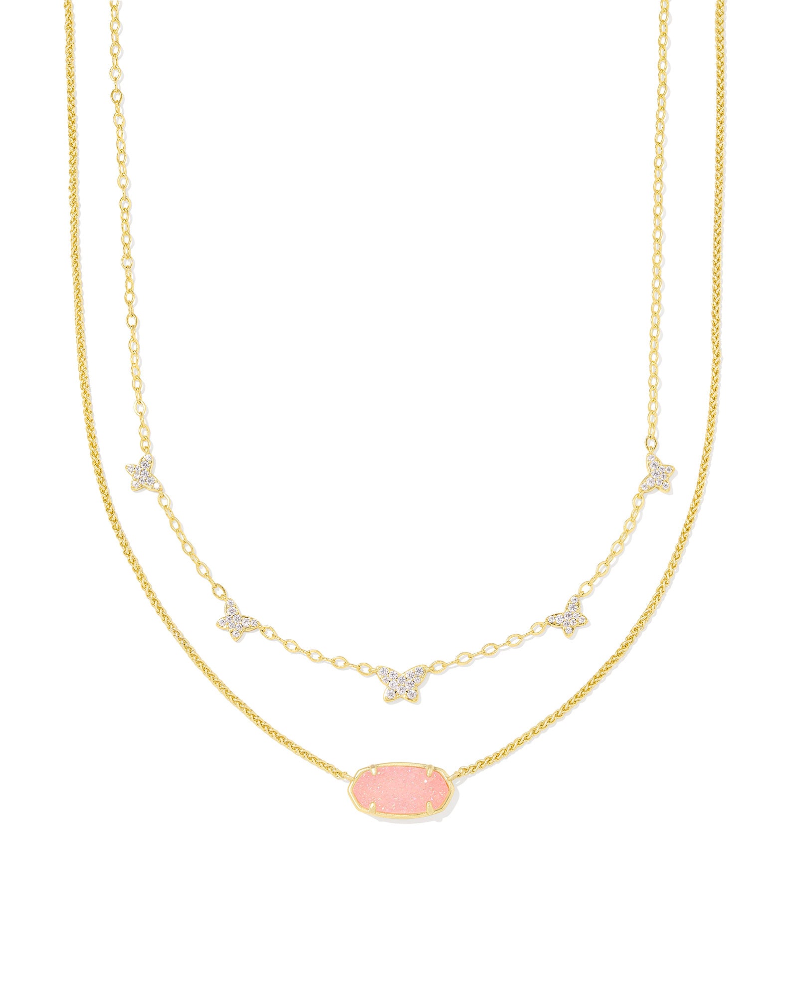 Kendra Scott Dolly Parton Elisa Butterfly Multi Strand Necklace - Gold Light Pink Drusy