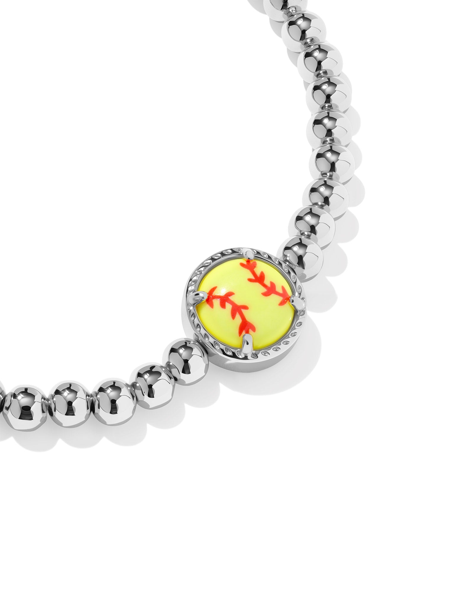 Kendra Scott Softball Stretch Bracelet - Silver Chartreuse