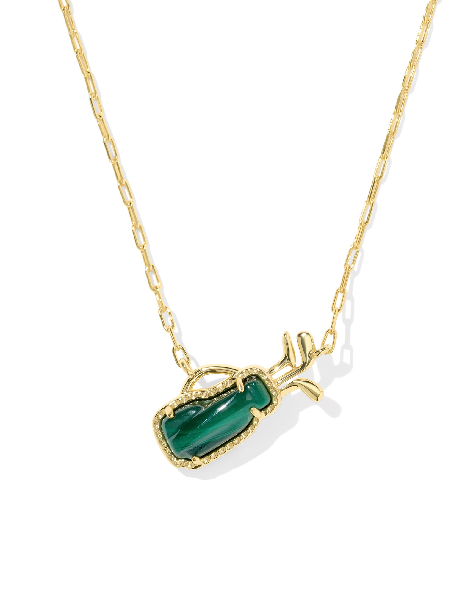 Kendra Scott Golf Short Pendant Necklace - Gold Green Malachite
