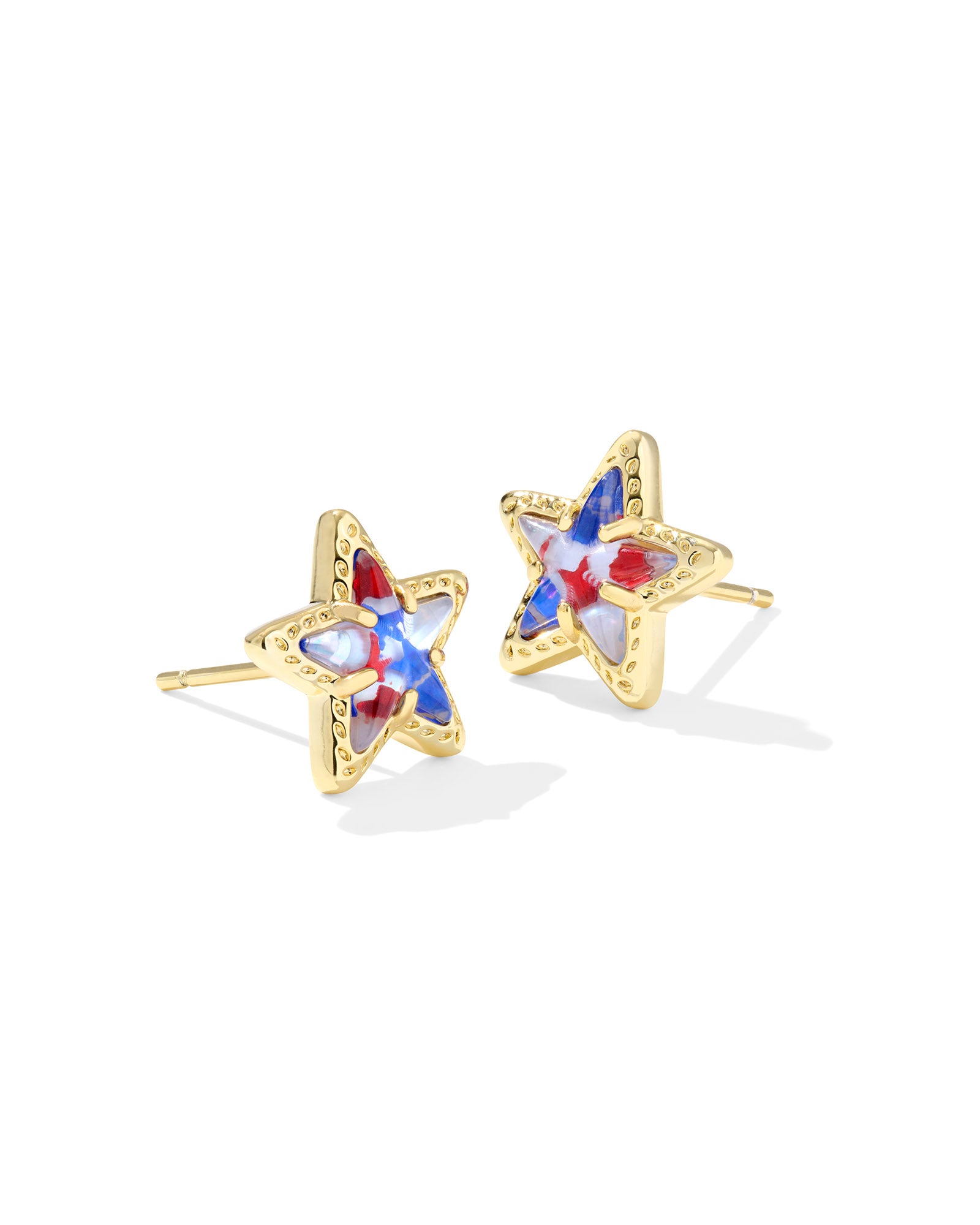 Kendra Scott Cassidy Stud Earrings - Gold Red White Blue Star Illusion