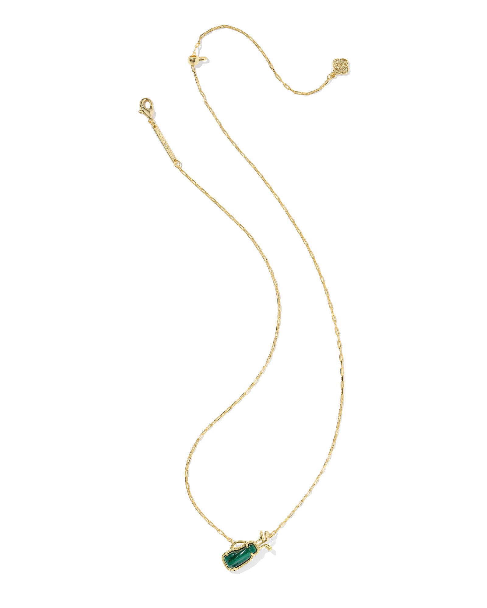 Kendra Scott Golf Short Pendant Necklace - Gold Green Malachite