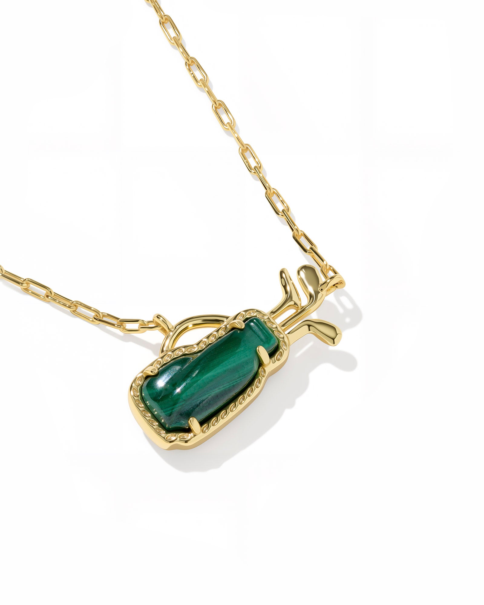 Kendra Scott Golf Short Pendant Necklace - Gold Green Malachite