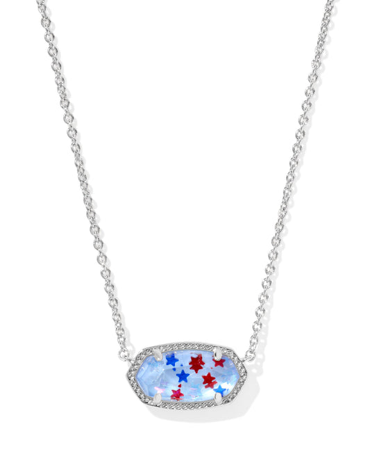 Kendra Scott Elisa Short Pendant Necklace - Silver Red White Blue Star Illusion