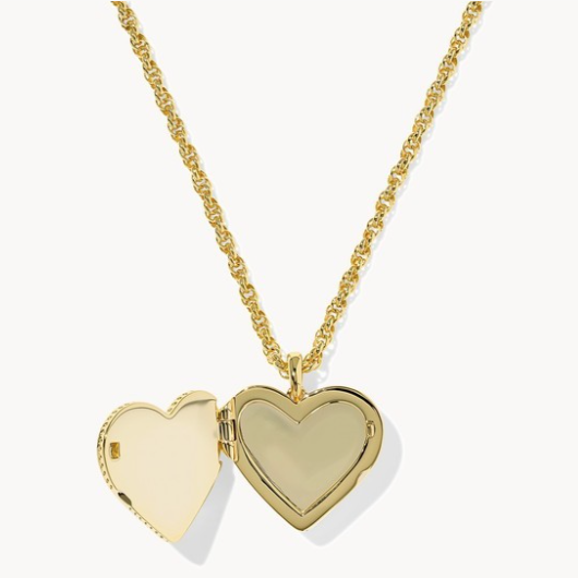 Kendra Scott Ari Puffy Heart Locket Short Pendant Necklace - Gold Ivory Mother Of Pearl