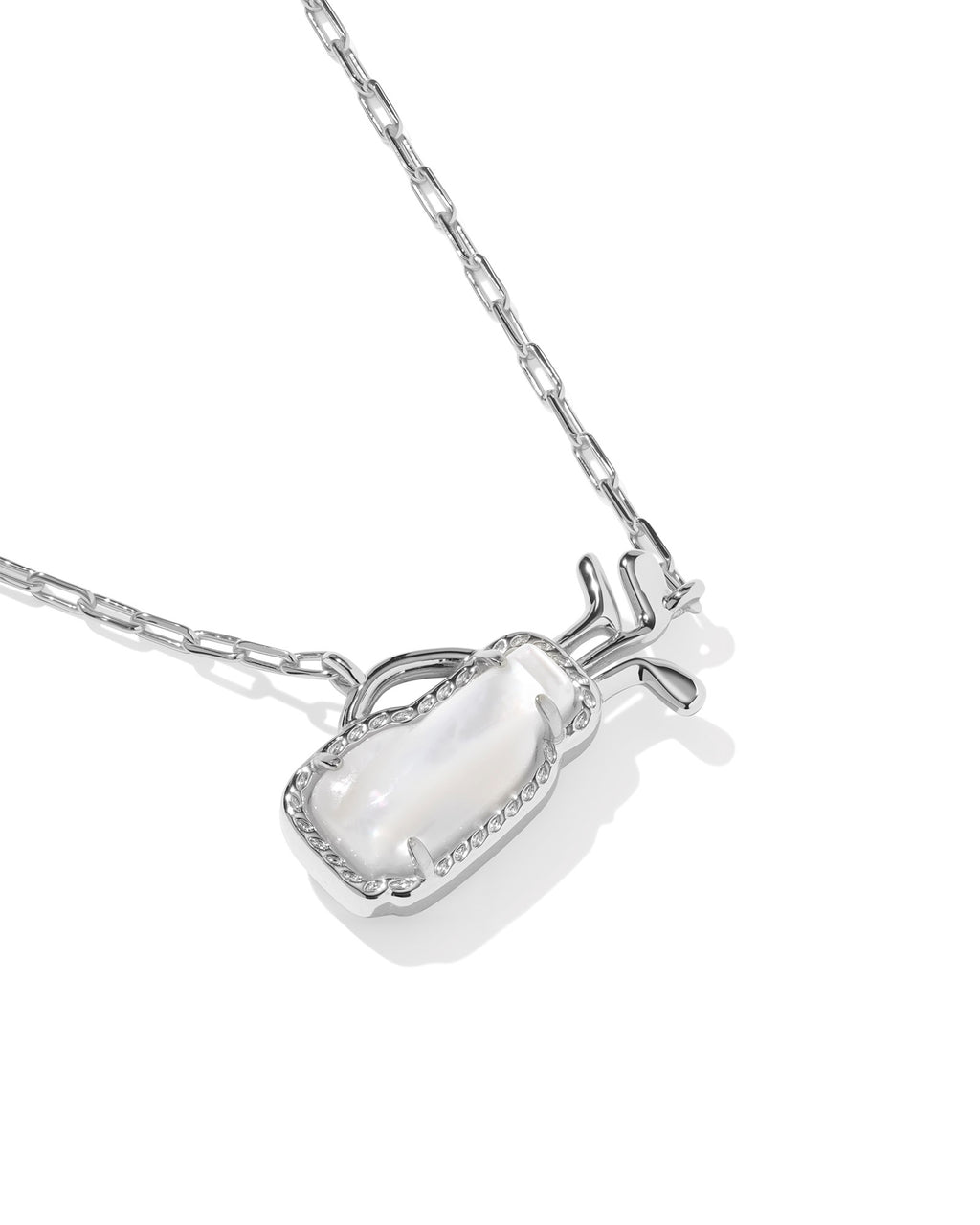 Kendra Scott Golf Short Pendant Necklace - Silver Ivory Mother Of Pearl