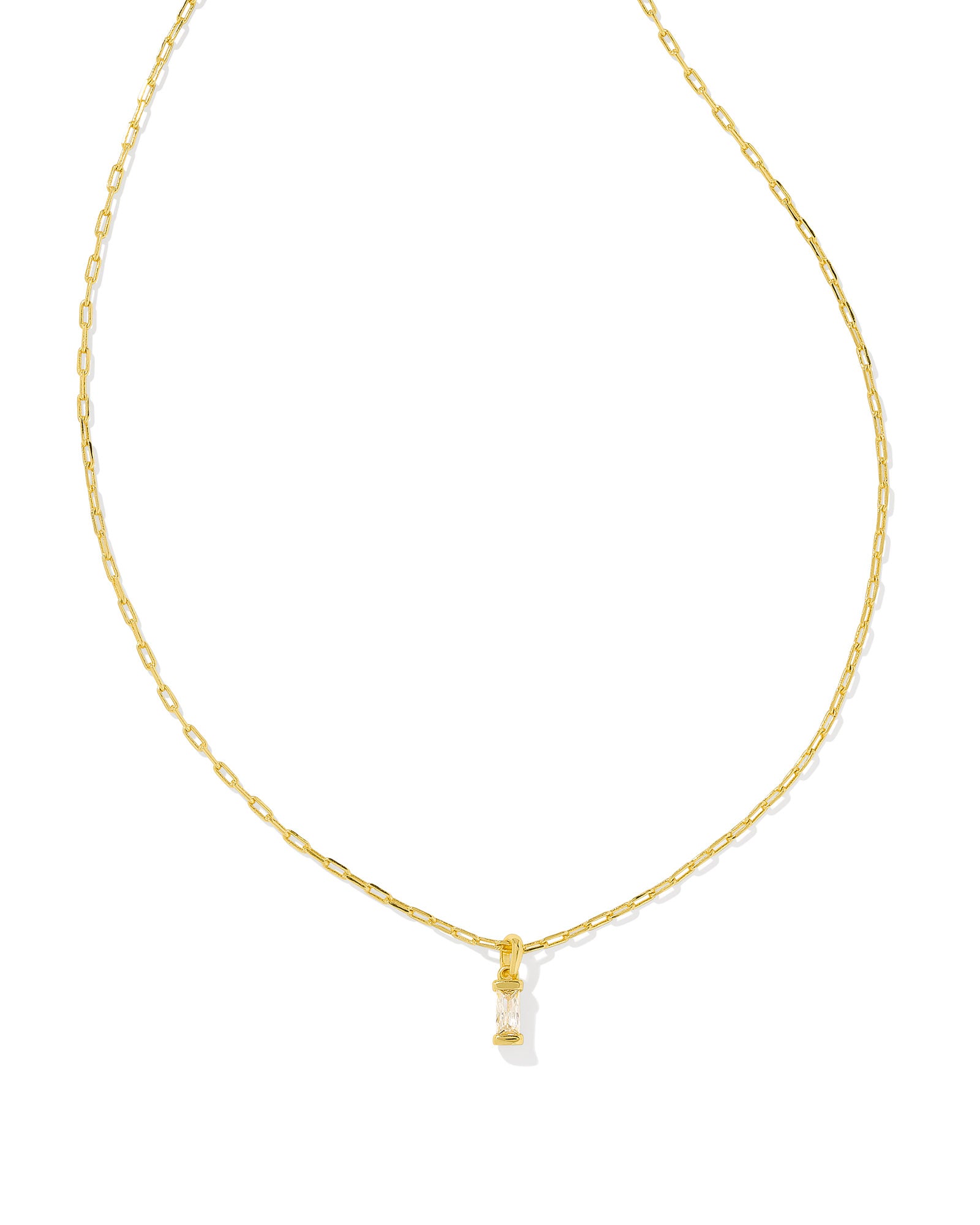 Kendra Scott Phoebe Short Pendant Necklace - Gold White Crystal