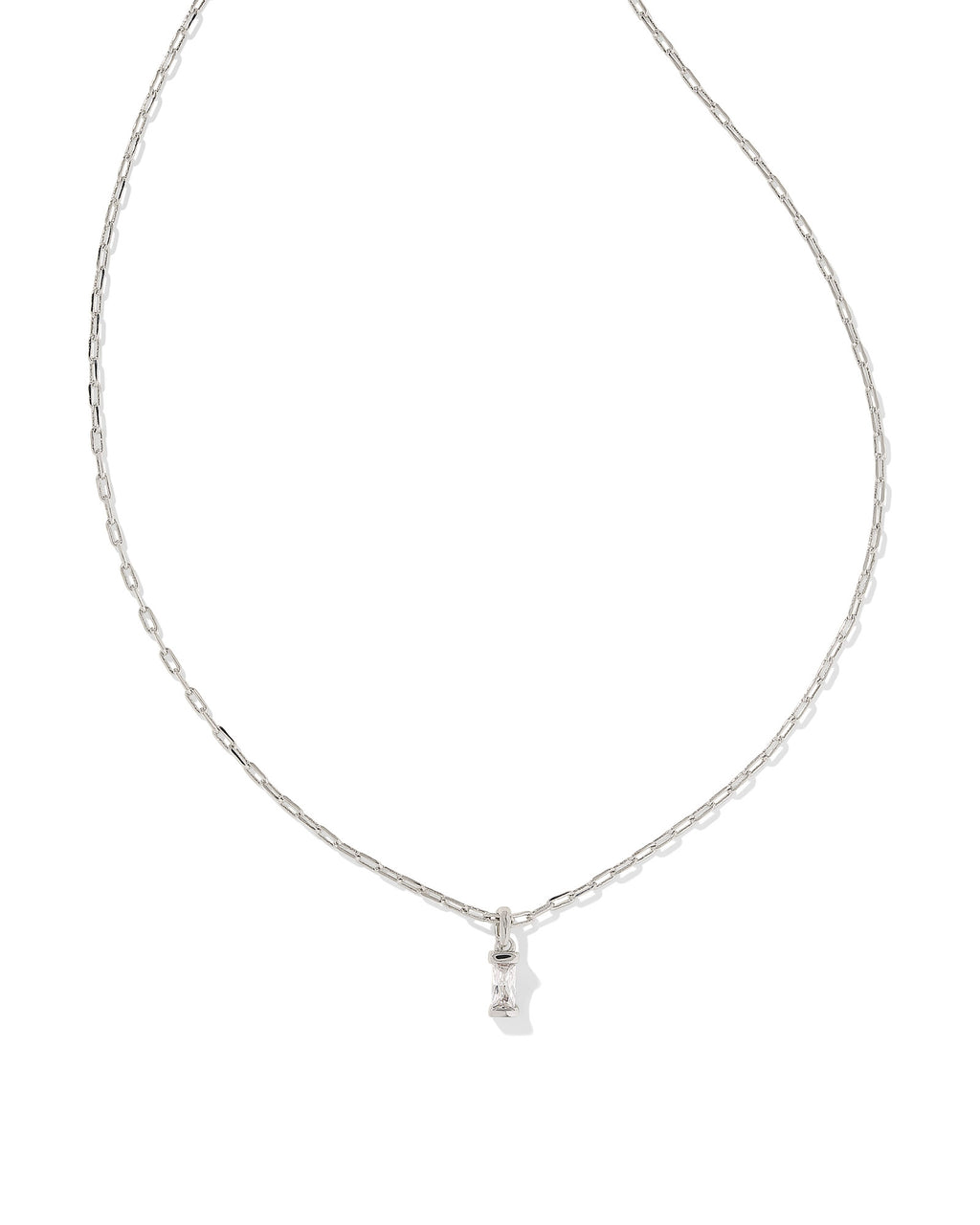 Kendra Scott Phoebe Short Pendant Necklace - Silver White Crystal