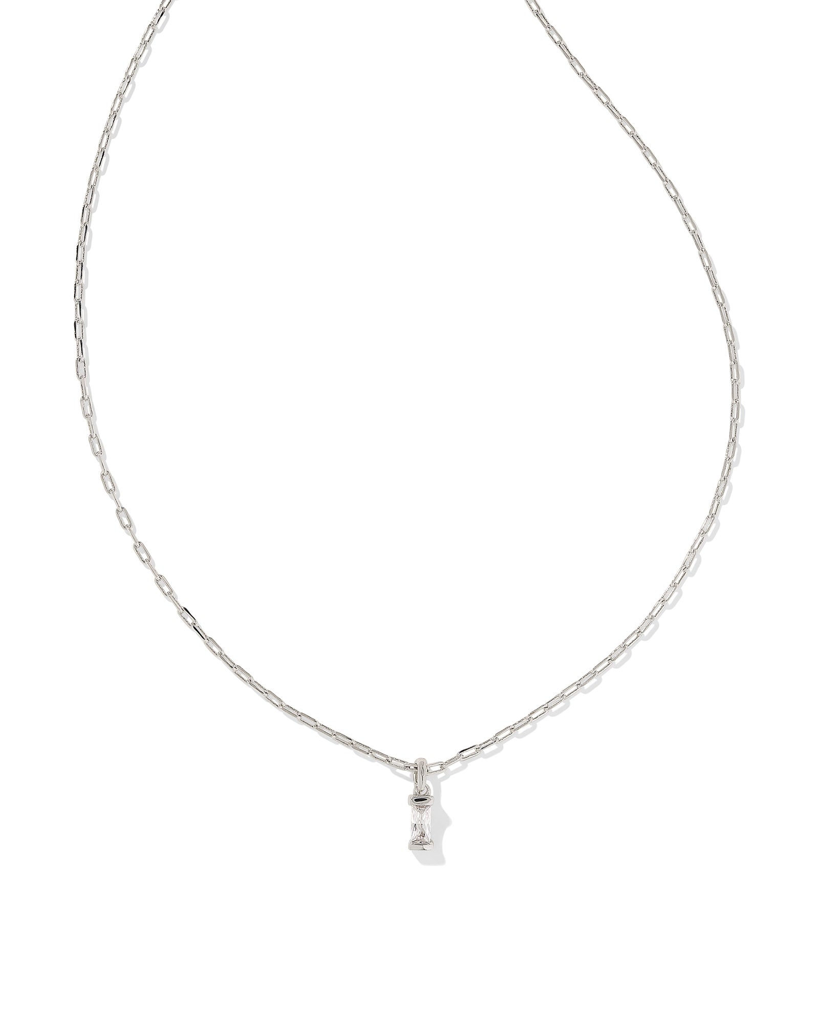 Kendra Scott Phoebe Short Pendant Necklace - Silver White Crystal