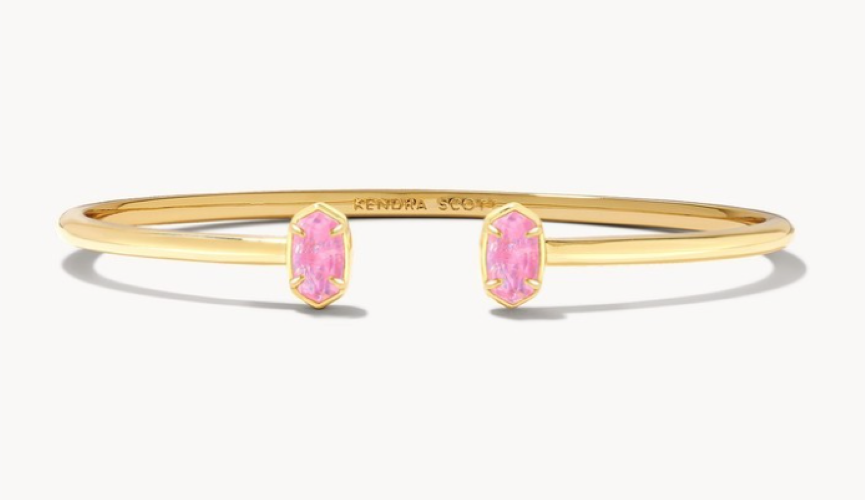 Kendra Scott Emilie Cuff Bracelet - Gold Pink Iridescent Glitter Glass
