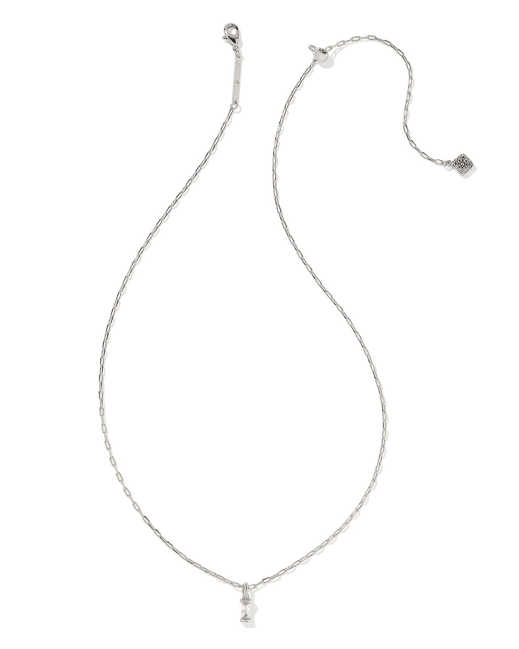 Kendra Scott Phoebe Short Pendant Necklace - Silver White Crystal