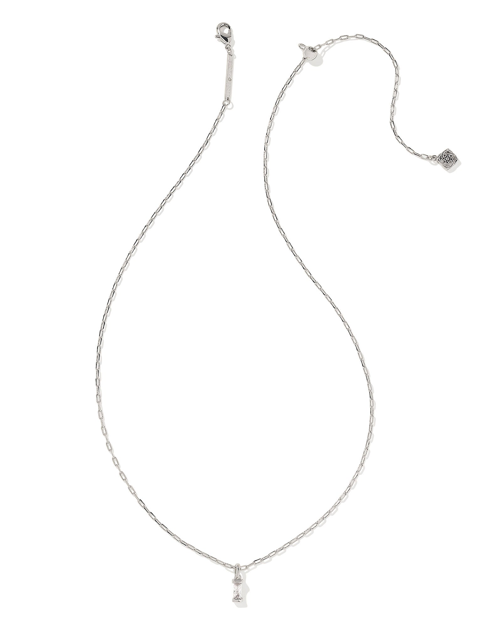 Kendra Scott Phoebe Short Pendant Necklace - Silver White Crystal