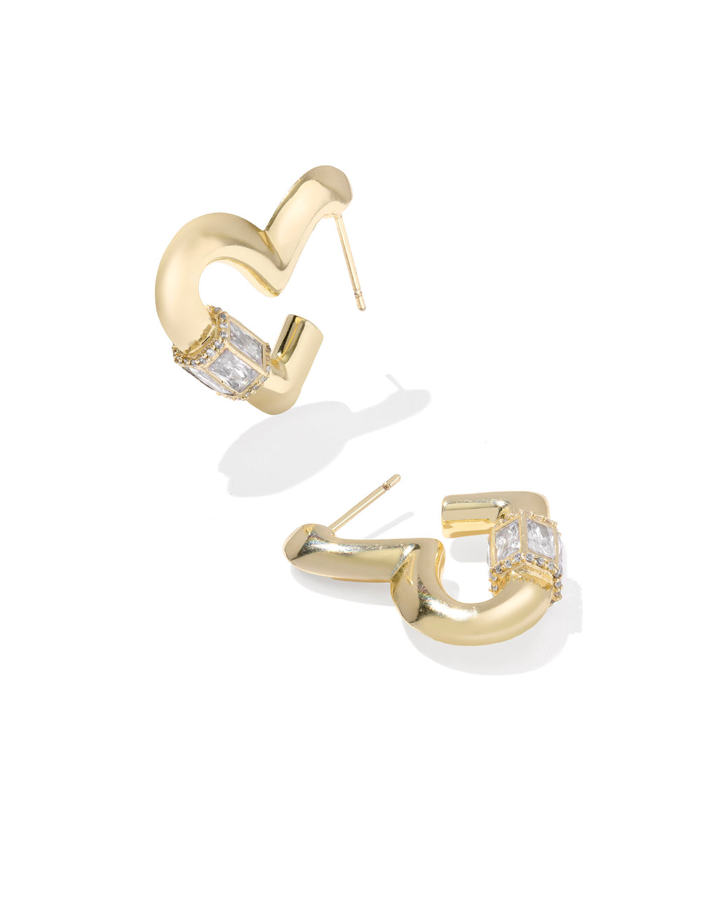 Kendra Scott Emery Heart Hoop Earrings - Gold White CZ