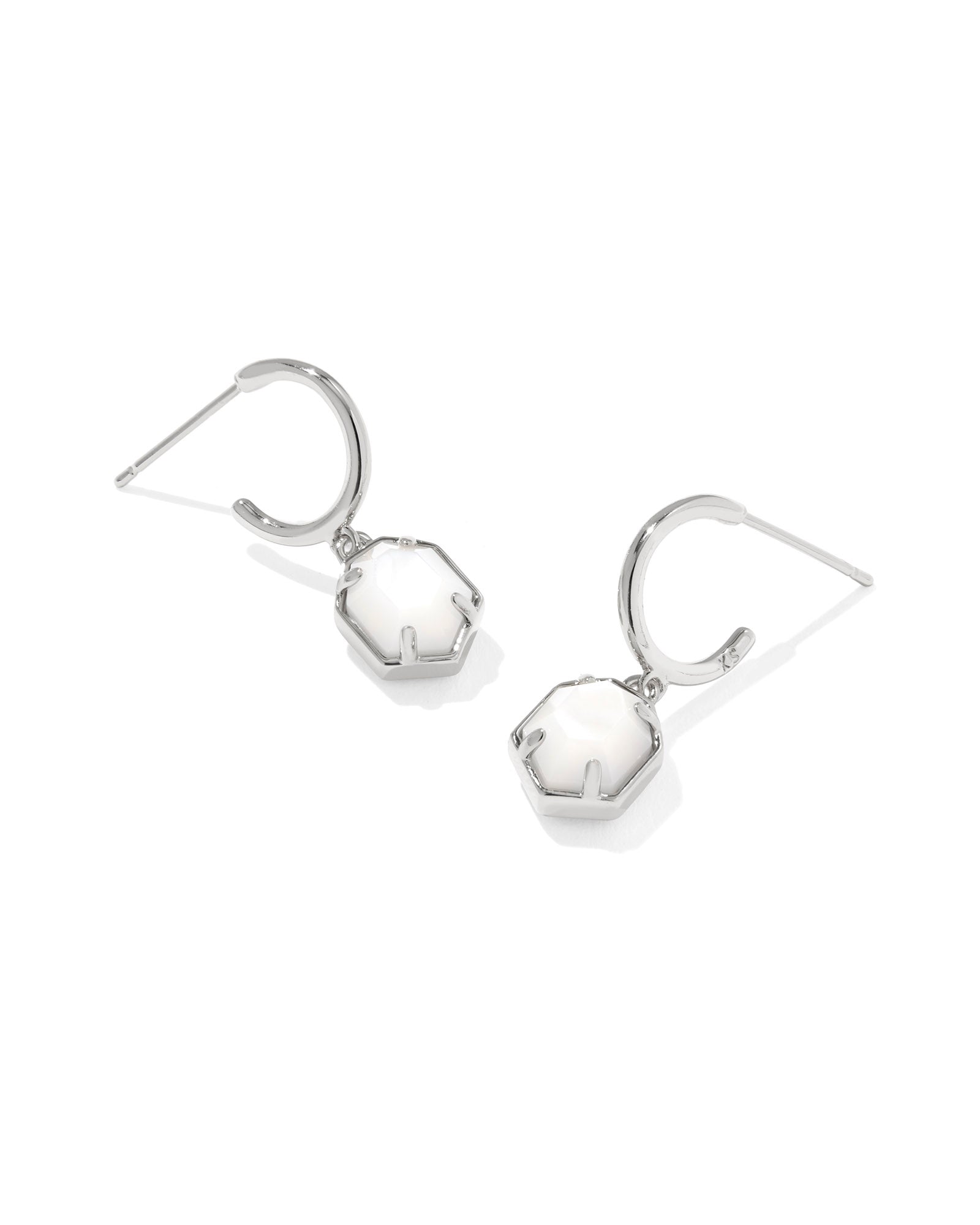Kendra Scott Tomon Huggie Earrings - Silver Ivory Mother Of Pearl