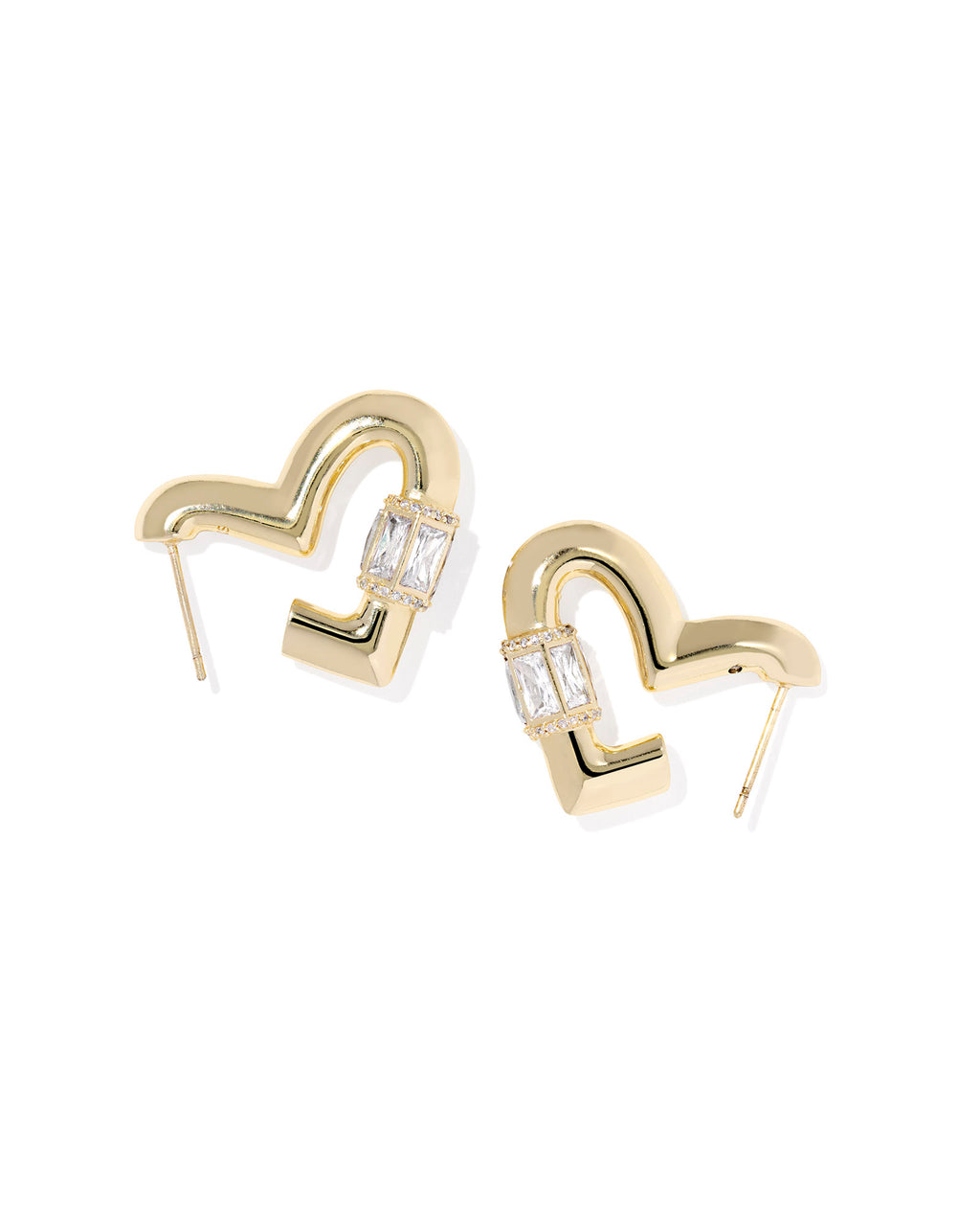 Kendra Scott Emery Heart Hoop Earrings - Gold White CZ