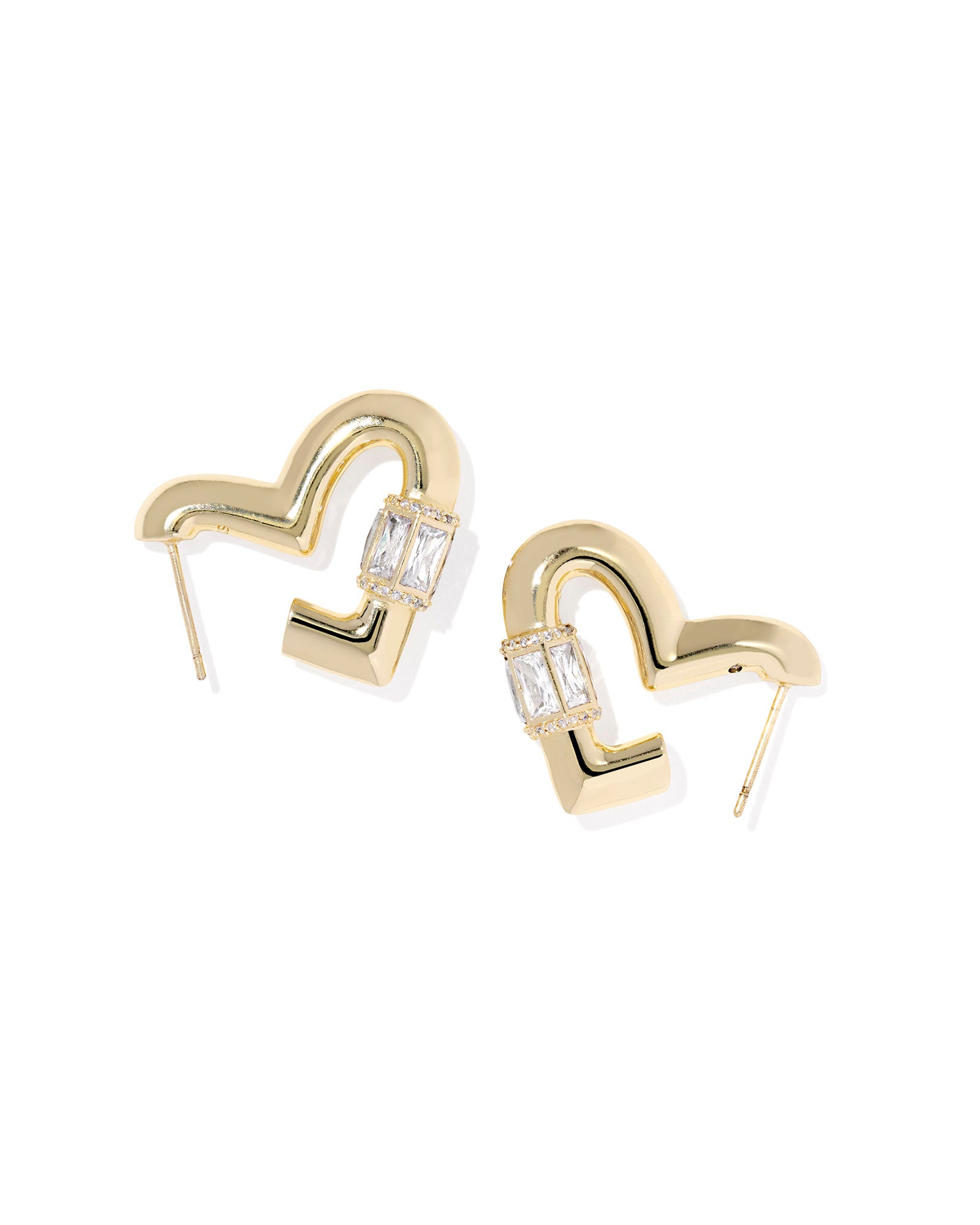 Kendra Scott Emery Heart Hoop Earrings - Gold White CZ