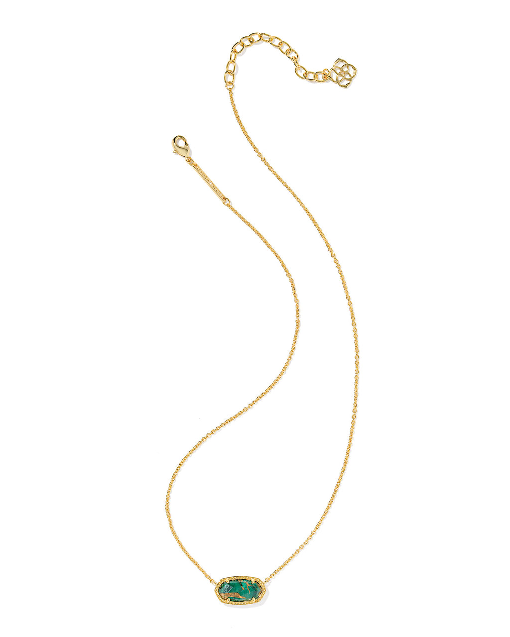 Kendra Scott Elisa Pendant Necklace - Gold Bronze Veined Green Malachite