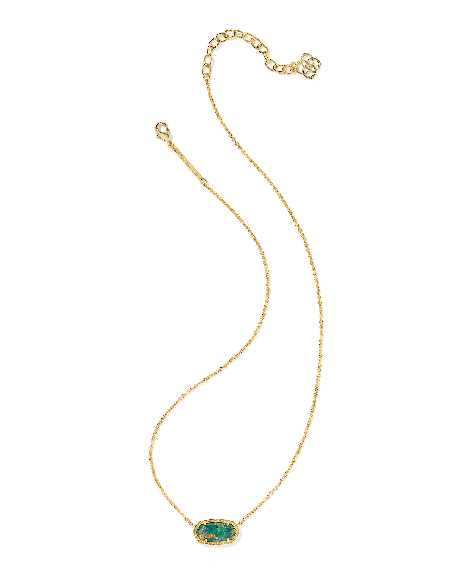 Kendra Scott Elisa Pendant Necklace - Gold Bronze Veined Green Malachite