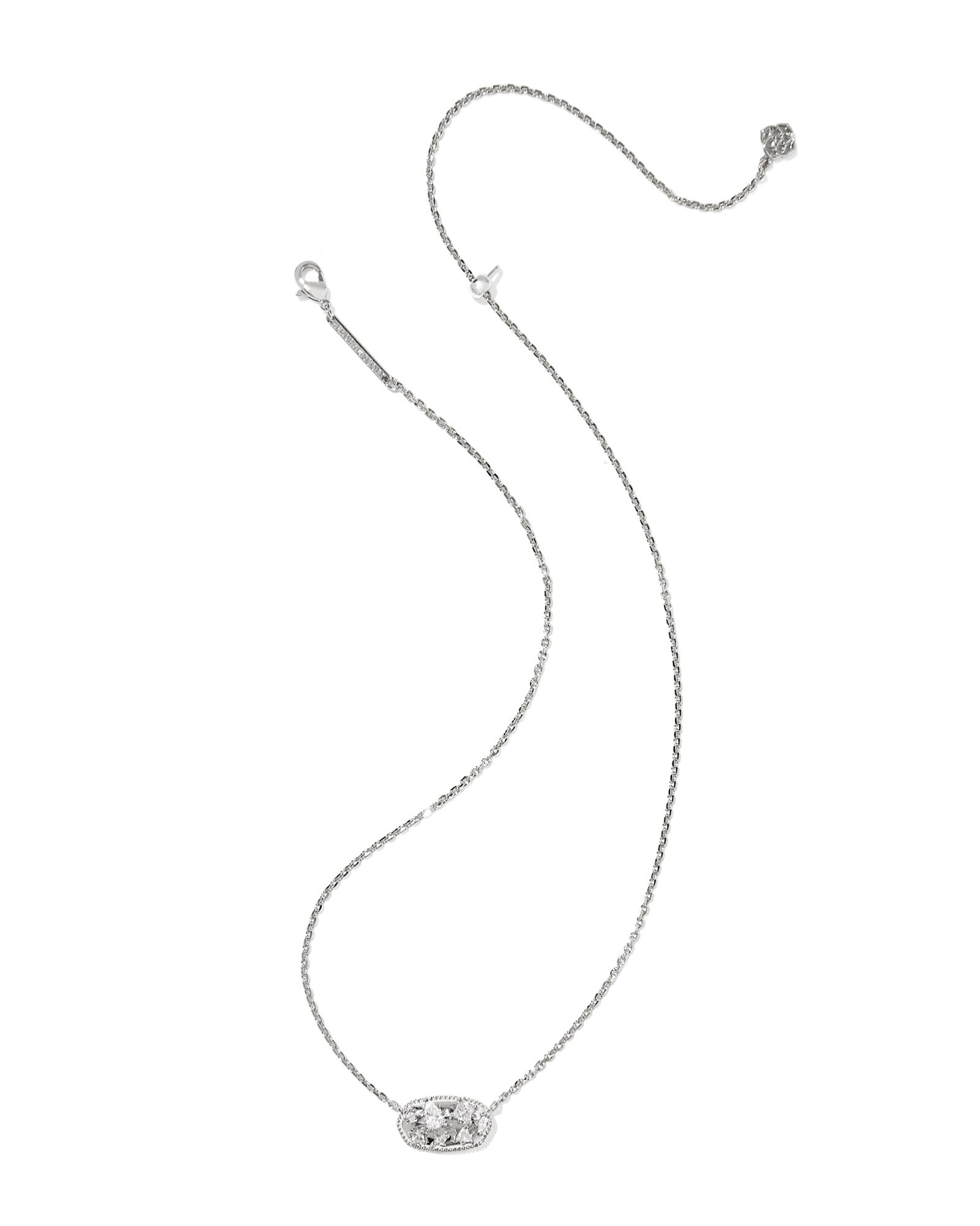 Kendra Scott Holland Crystal Short Pendant Necklace - Silver White Crystal