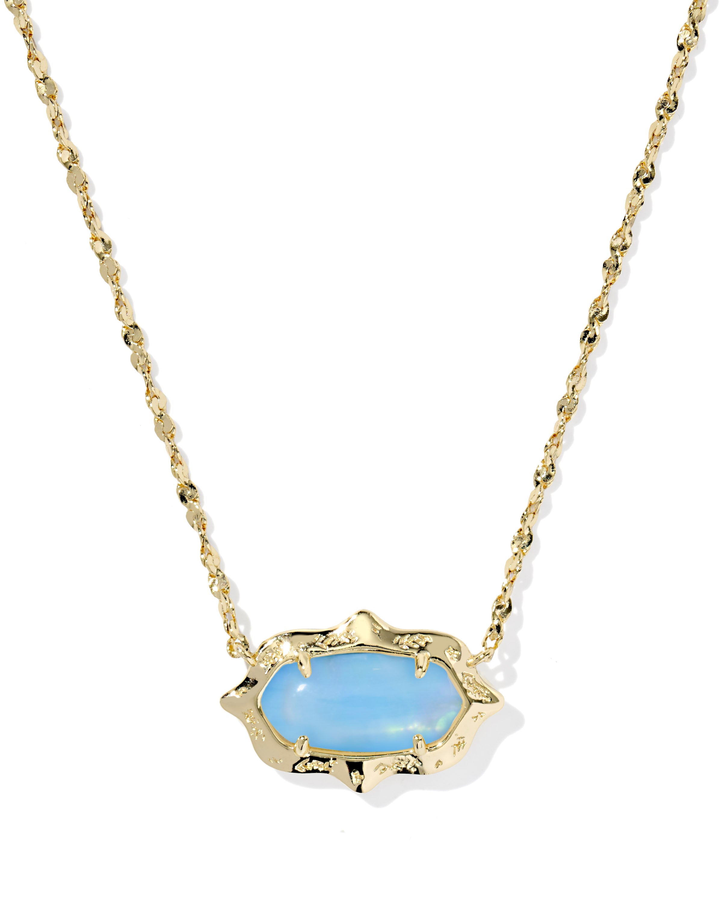 Kendra Scott Elisa Scallop Frame Short Pendant Necklace - Gold Sky Blue Iridescent Abalone
