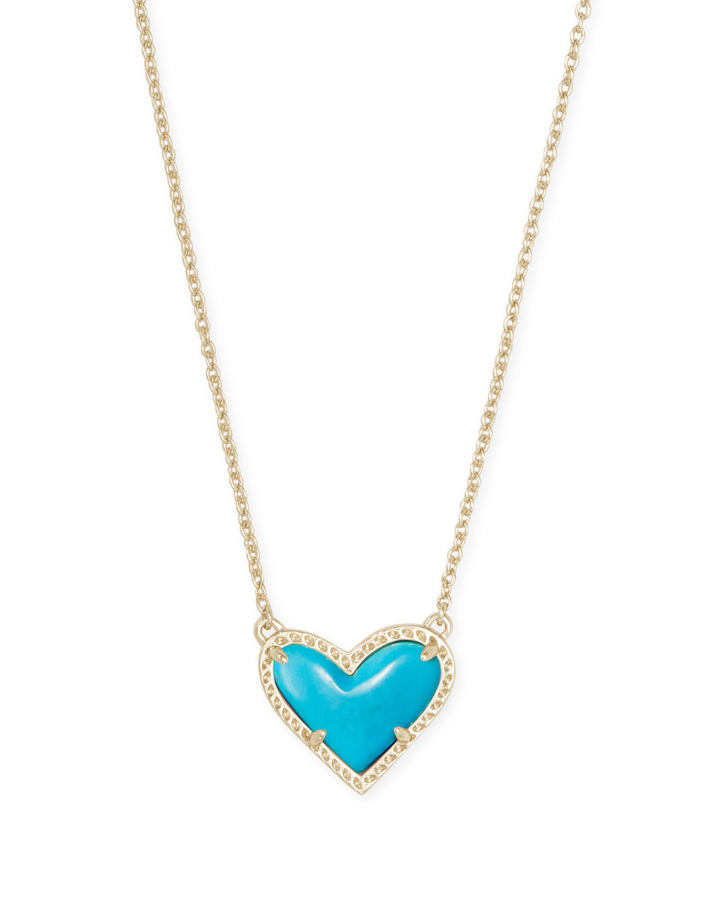 Kendra Scott Ari Heart Pendant Necklace - Gold Turquoise