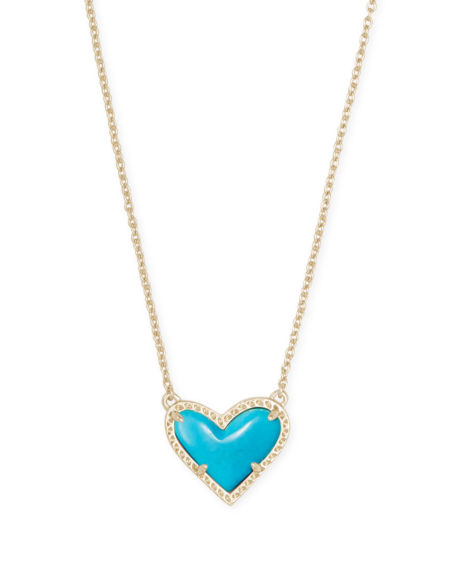 Kendra Scott Ari Heart Pendant Necklace - Gold Turquoise