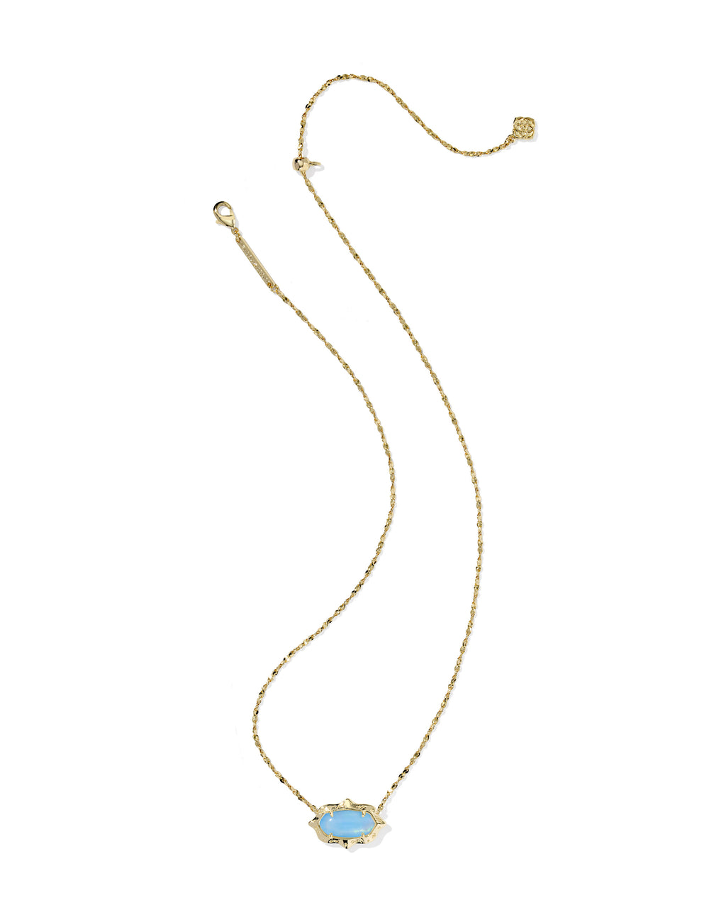 Kendra Scott Elisa Scallop Frame Short Pendant Necklace - Gold Sky Blue Iridescent Abalone