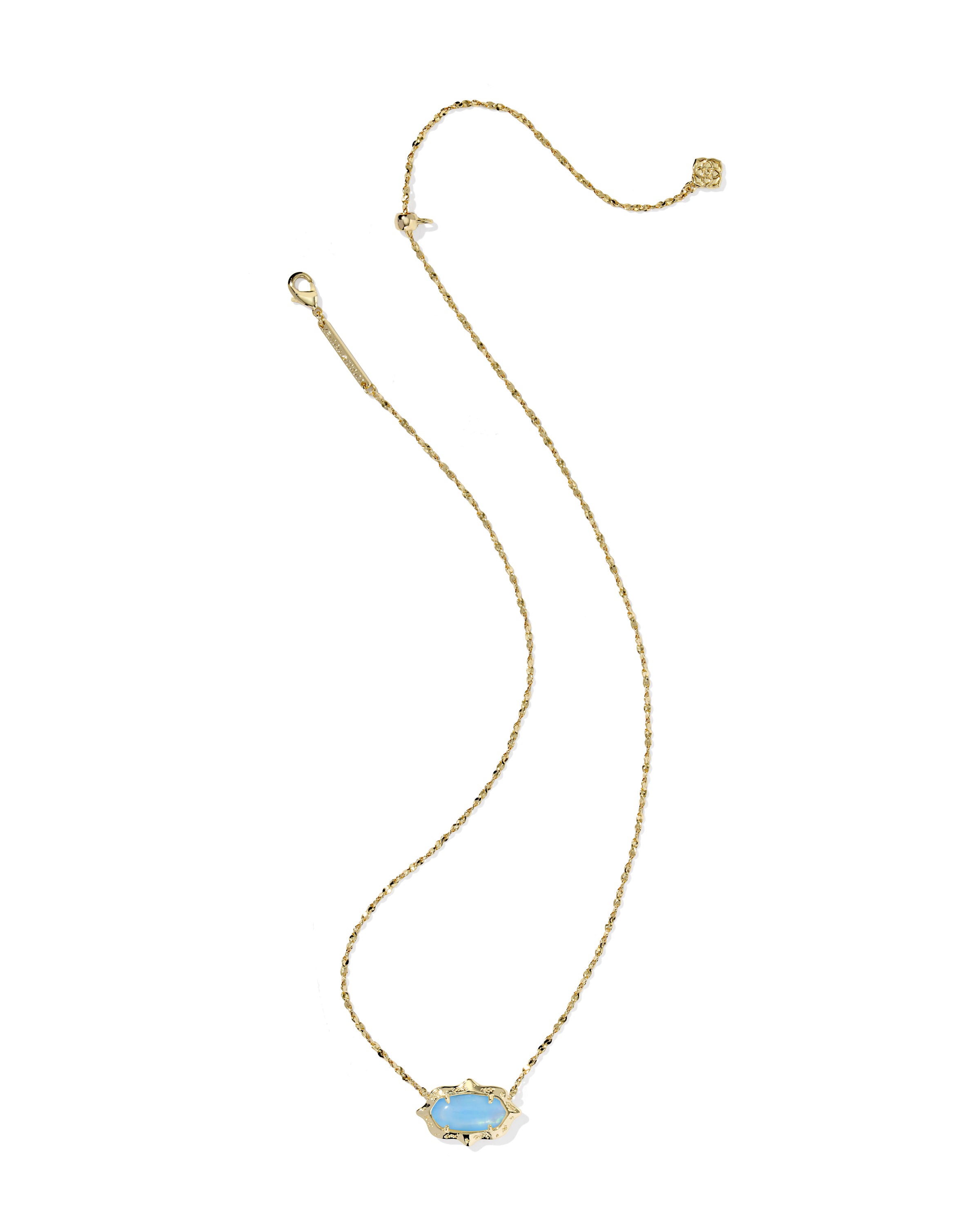 Kendra Scott Elisa Scallop Frame Short Pendant Necklace - Gold Sky Blue Iridescent Abalone