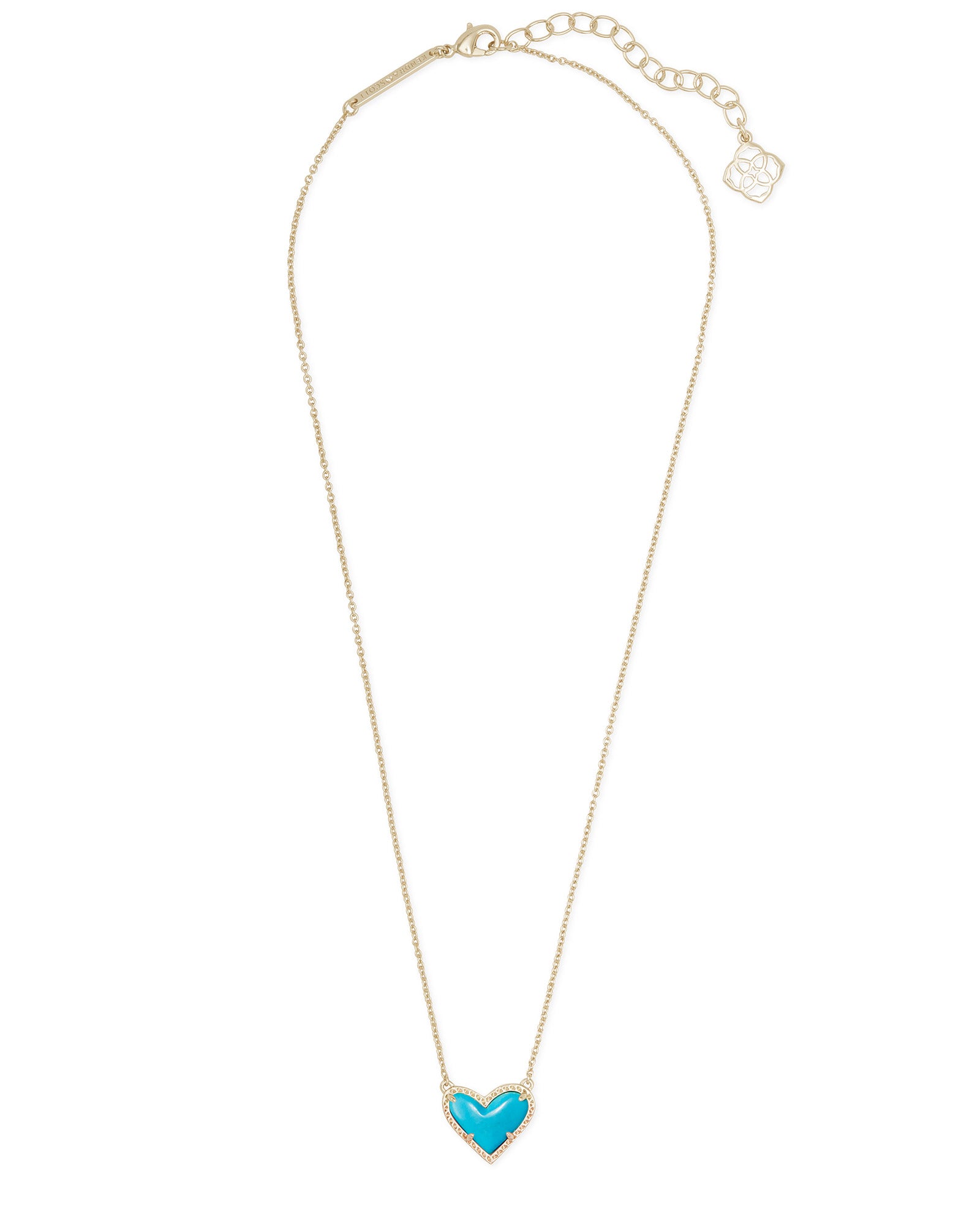 Kendra Scott Ari Heart Pendant Necklace - Gold Turquoise