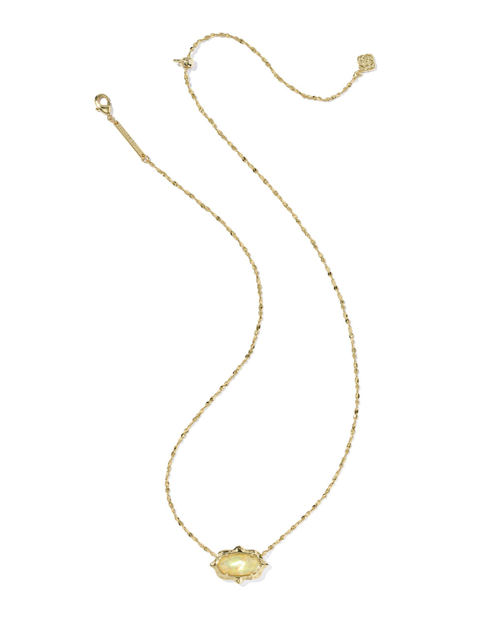 Kendra Scott Elisa Scallop Frame Short Pendant Necklace - Gold Yellow Iridescent Abalone