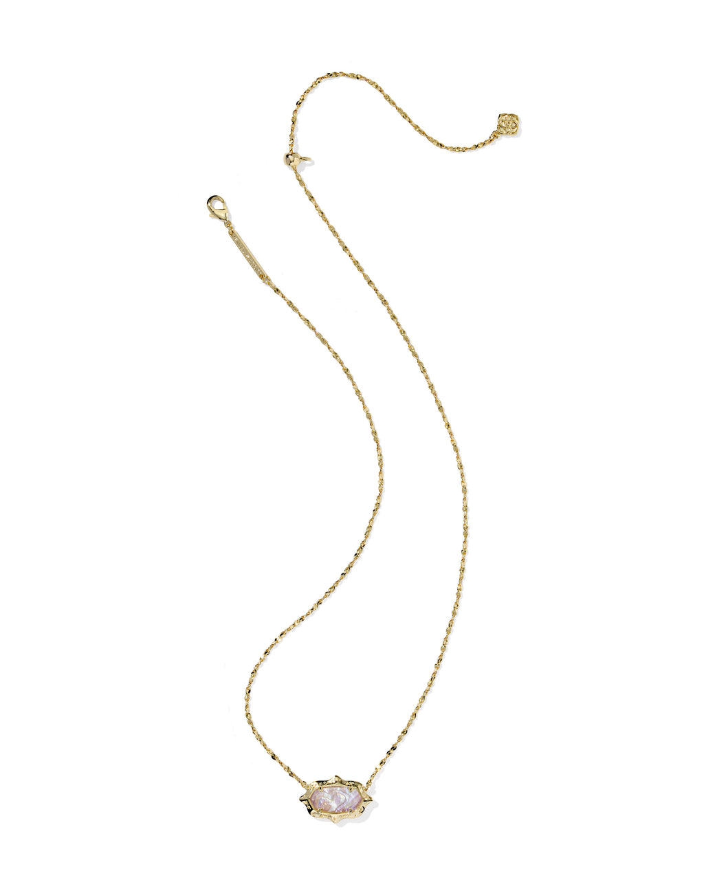 Kendra Scott Elisa Scallop Frame Short Pendant Necklace - Gold Light Pink Iridescent Abalone