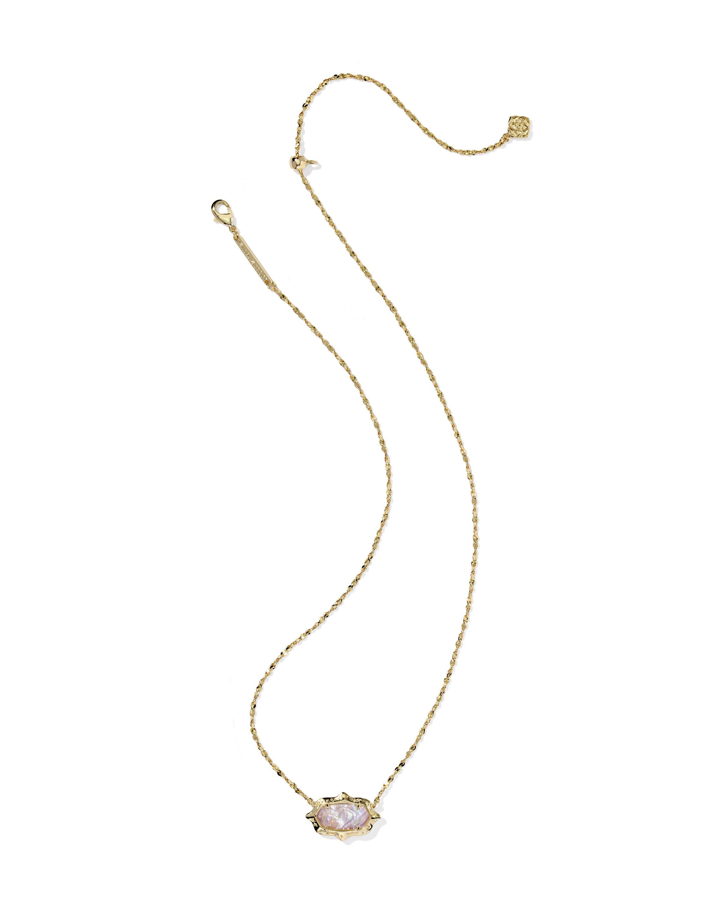 Kendra Scott Elisa Scallop Frame Short Pendant Necklace - Gold Light Pink Iridescent Abalone