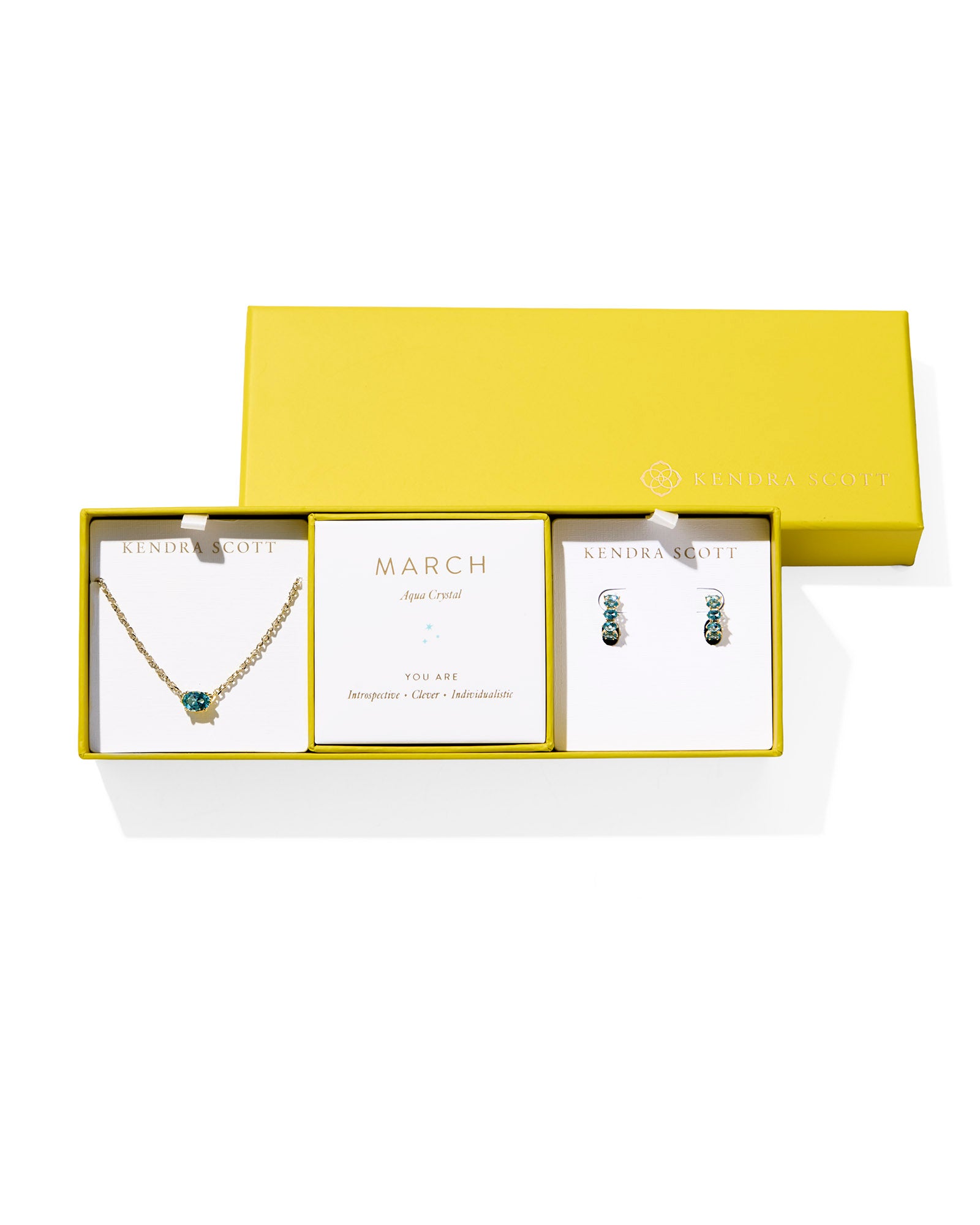 Kendra Scott Cailin Birthstone Gift Set - Gold Blue Aqua Crystal (March)
