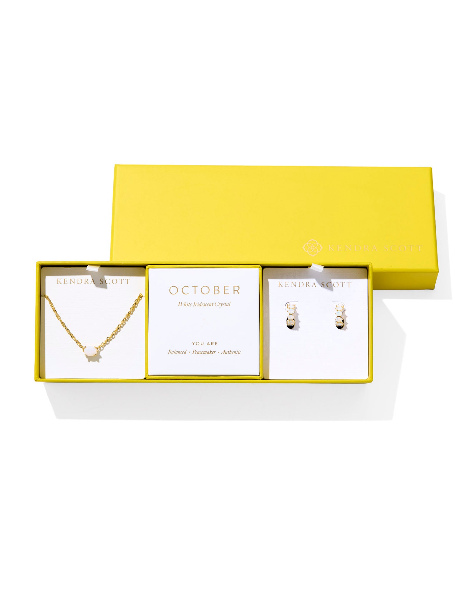 Kendra Scott Cailin Birthstone Gift Set - Gold White Iridescent Crystal (October)
