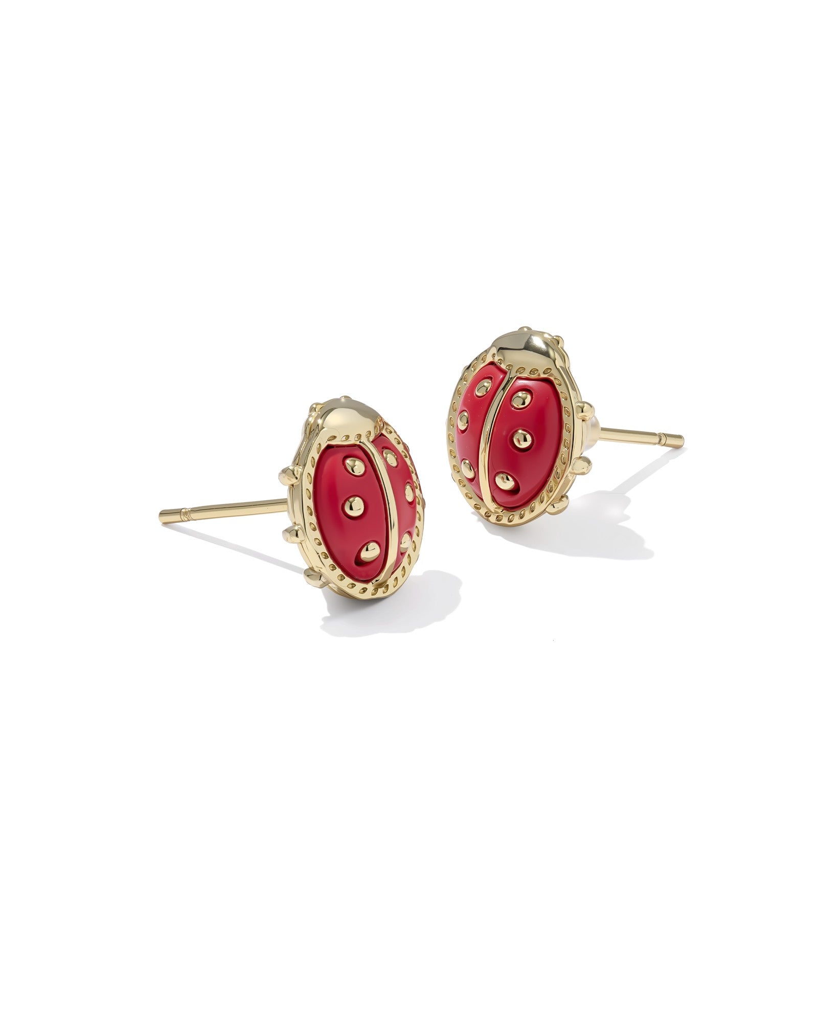 Kendra Scott Ladybug Stud Earrings -  Gold Red Vermillion Magnesite