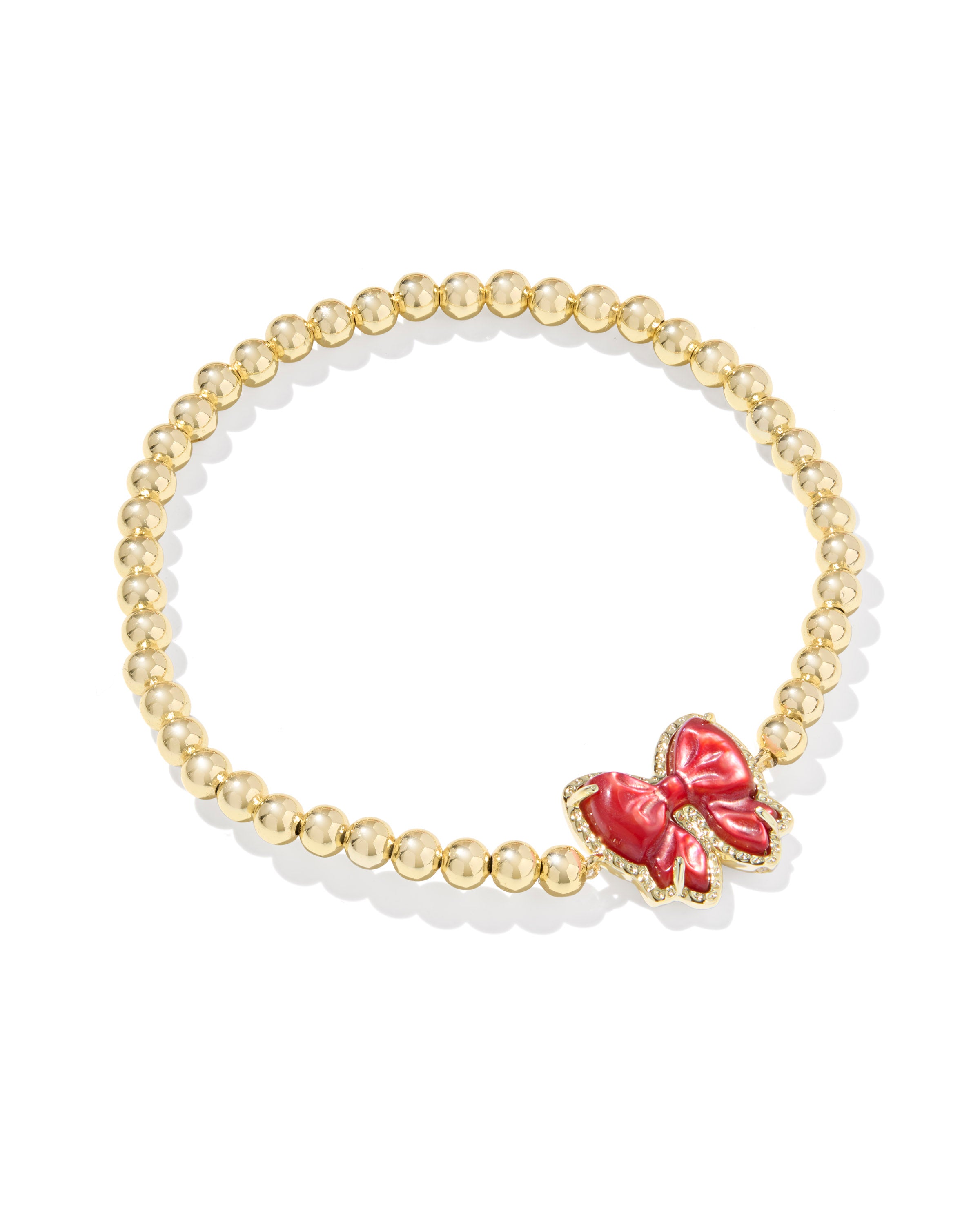 Kendra Scott Haley Bow Stretch Bracelet - Gold Scarlet Red Mother Of Pearl
