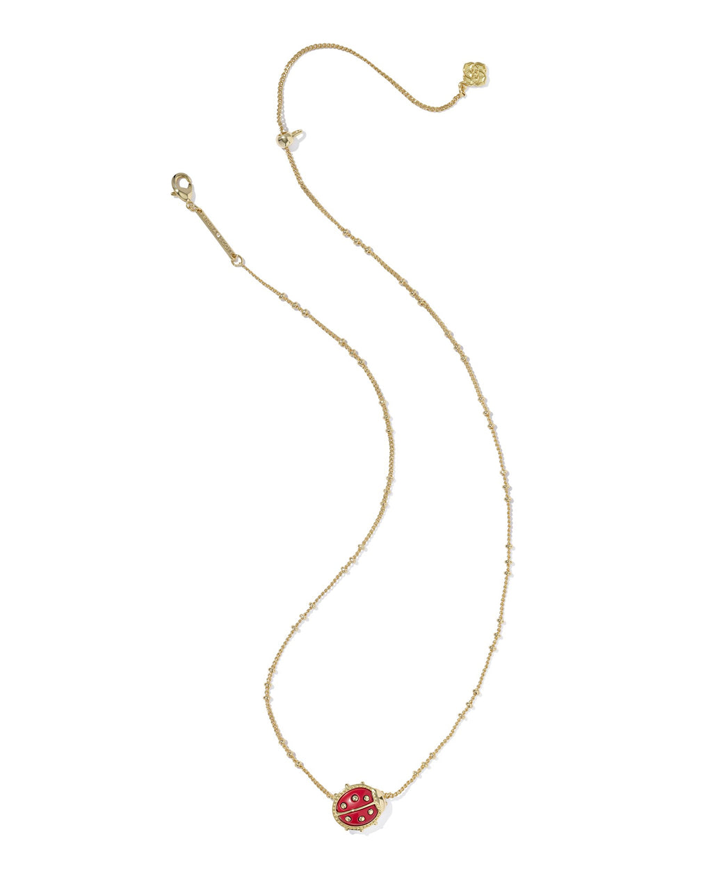Kendra Scott Ladybug Short Pendant Necklace -  Gold Red Vermillion Magnesite