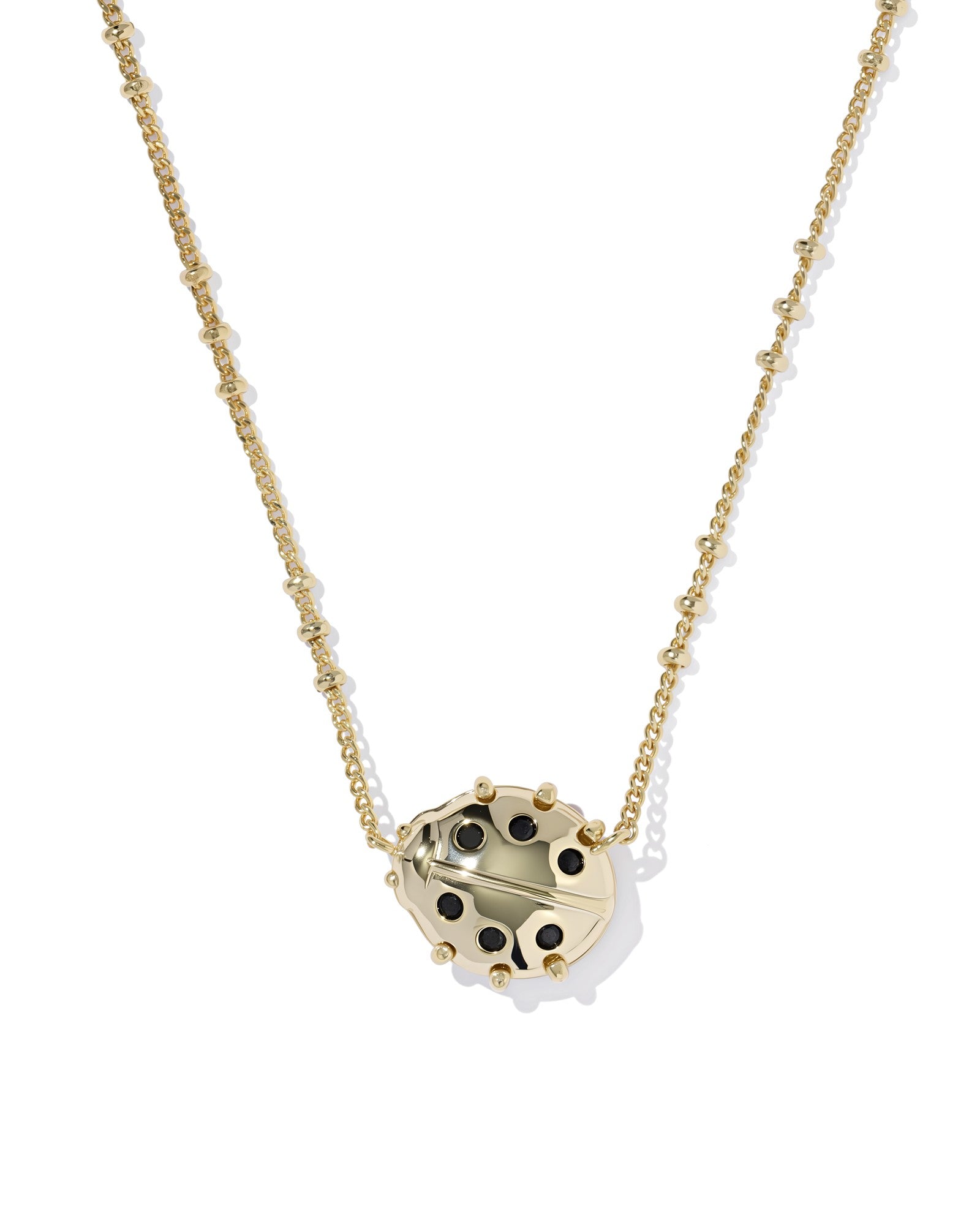 Kendra Scott Ladybug Short Pendant Necklace -  Gold Red Vermillion Magnesite