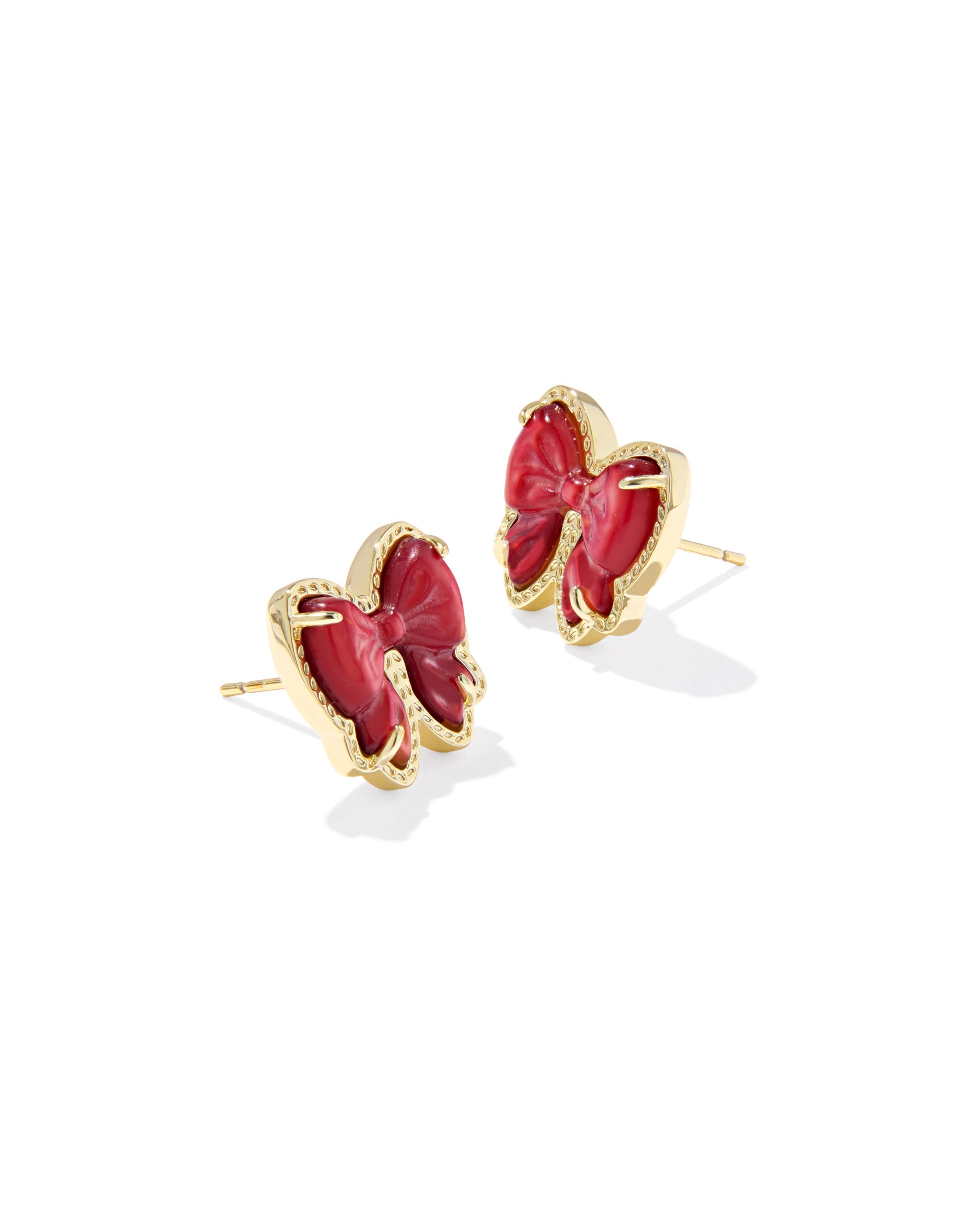 Kendra Scott Haley Bow Stud Earrings - Gold Scarlet Red Mother Of Pearl