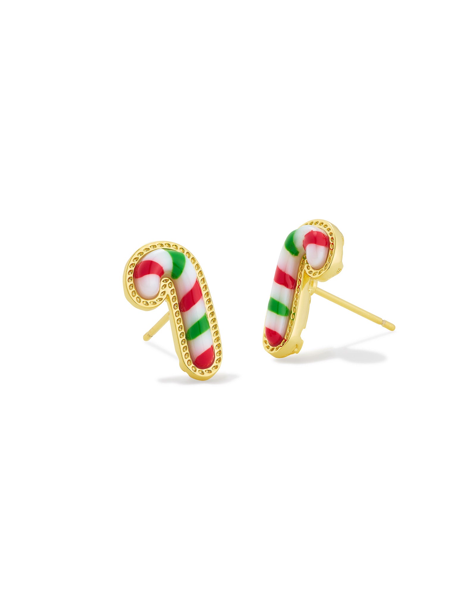 Kendra Scott Candy Cane Stud Earrings - Gold Red Green Mix