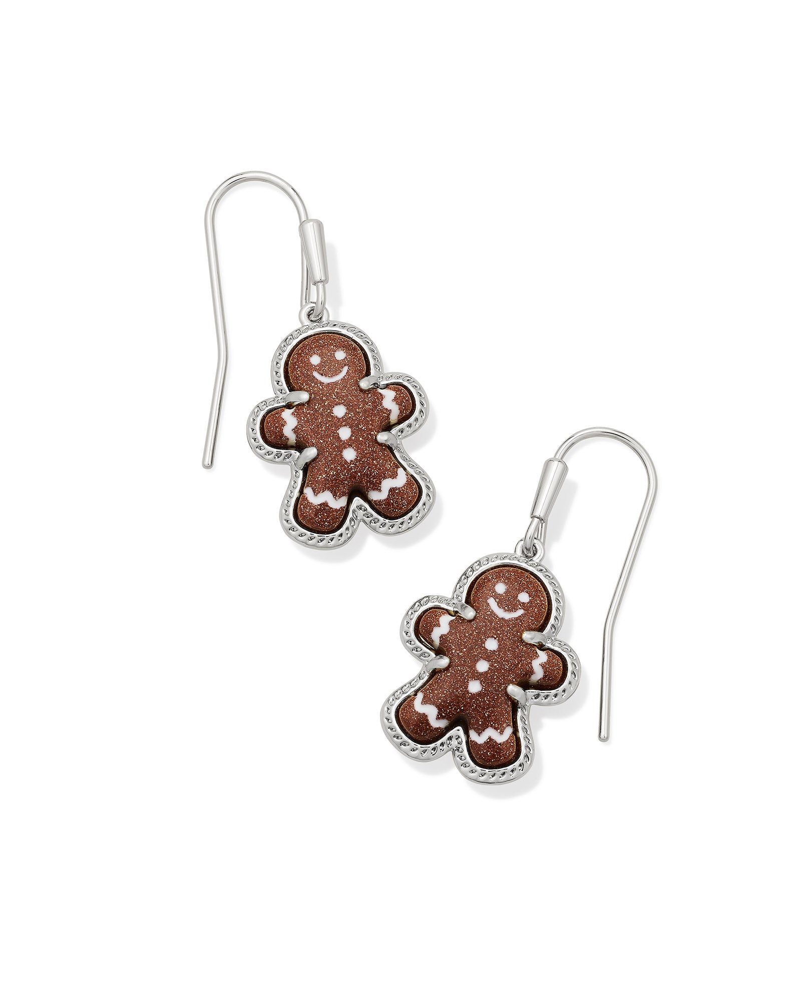 Kendra Scott Gingerbread Drop Earrings - Silver Brown Goldstone
