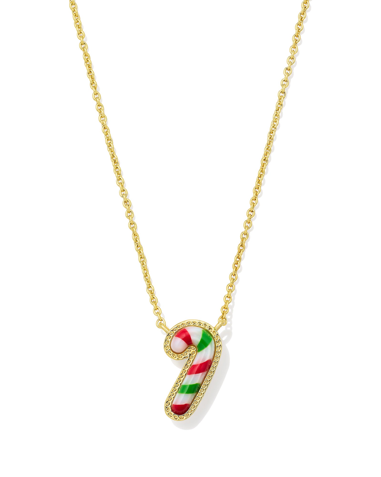 Kendra Scott Candy Cane Short Pendant Necklace - Gold Red Green Mix