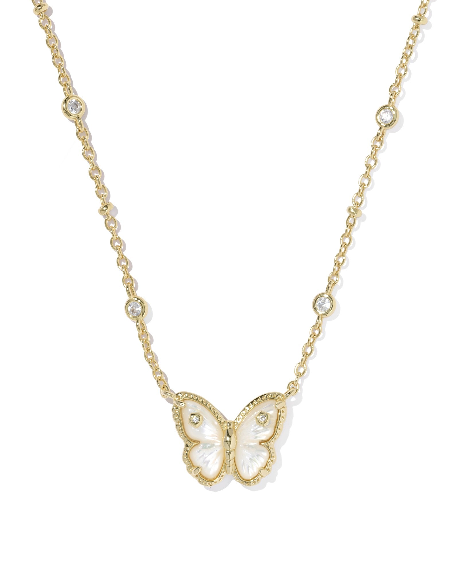 Kendra Scott Cailey Butterfly Short Pendant Necklace - Gold Ivory Mother Of Pearl