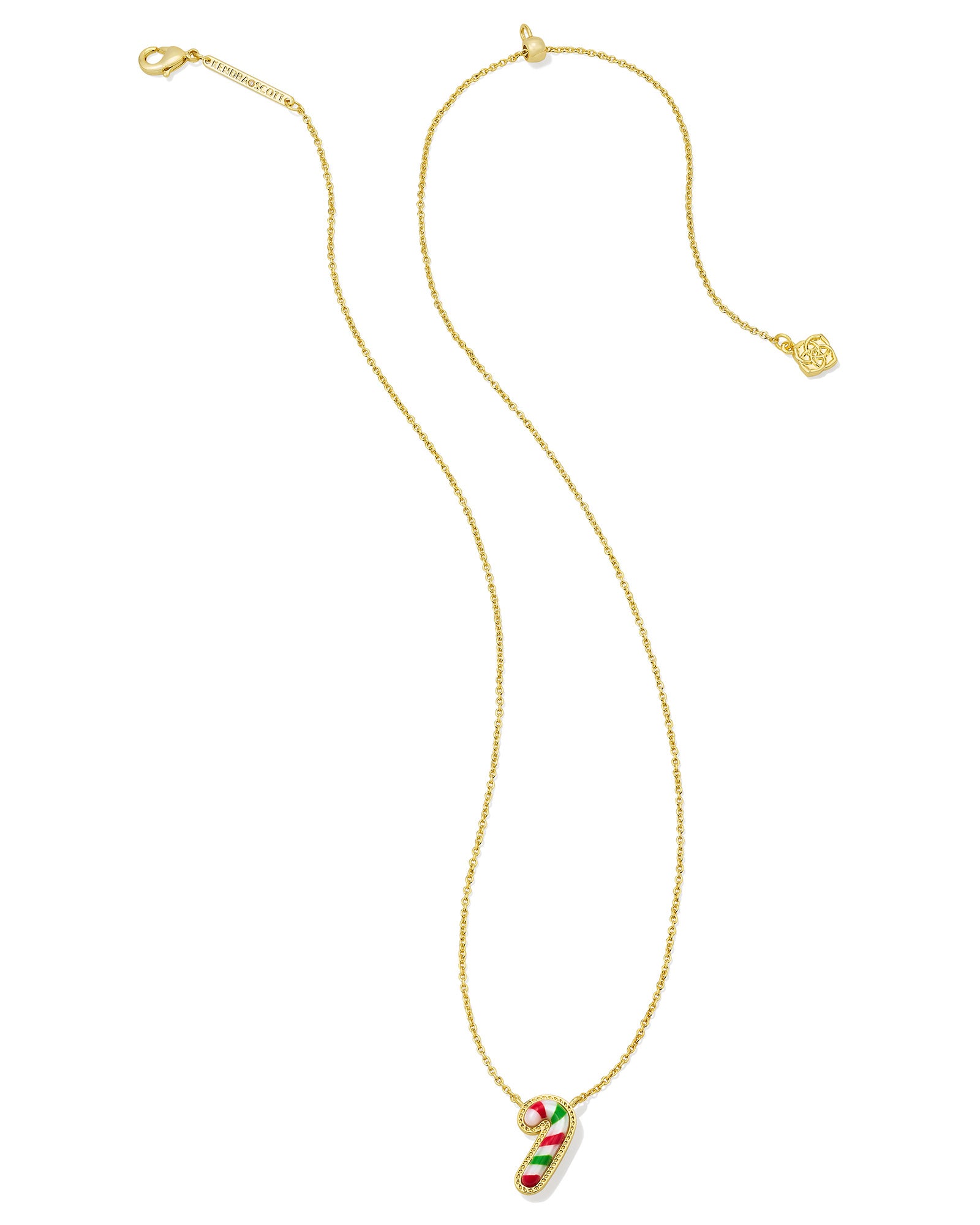 Kendra Scott Candy Cane Short Pendant Necklace - Gold Red Green Mix