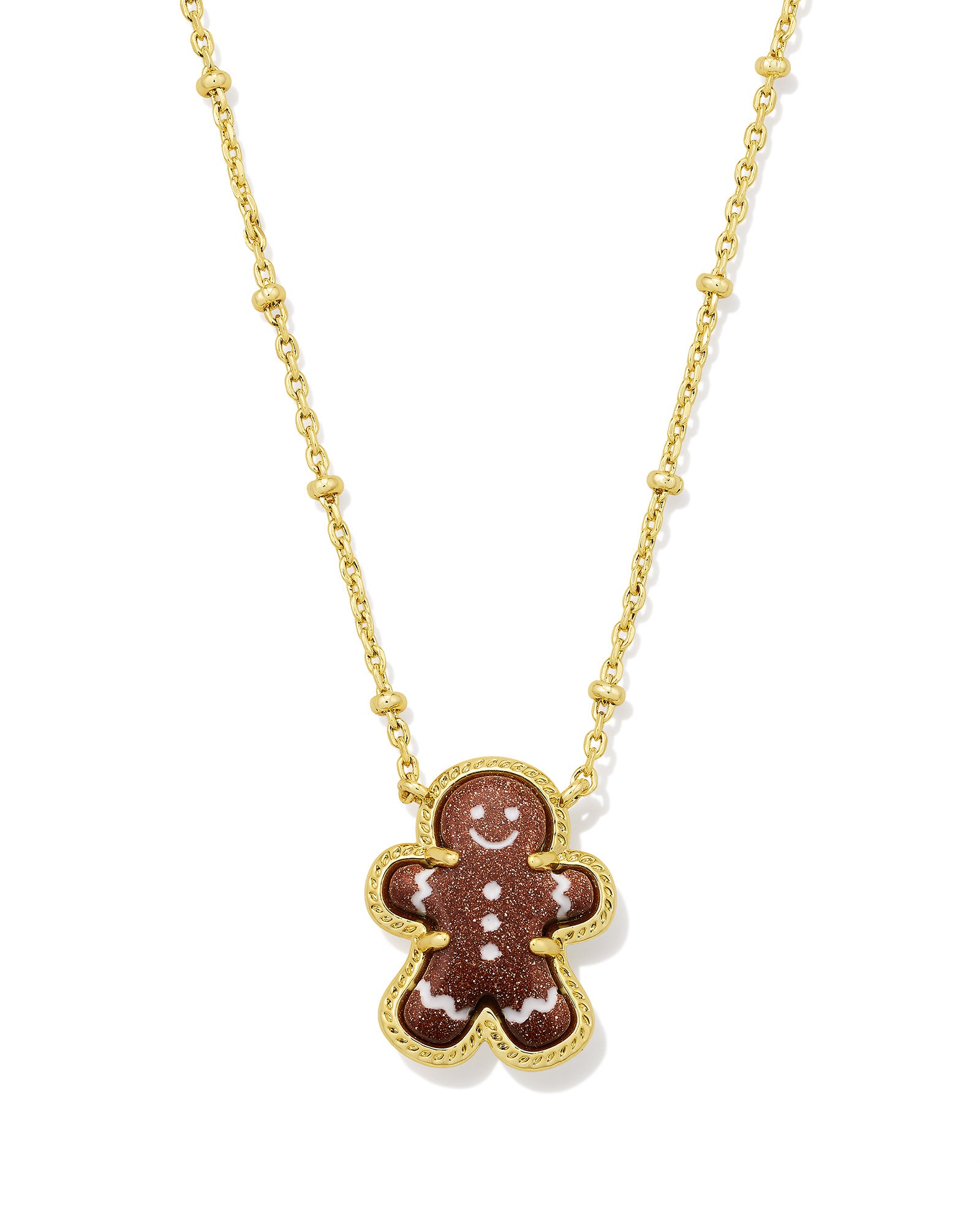 Kendra Scott Gingerbread Short Pendant Necklace - Gold Brown Goldstone