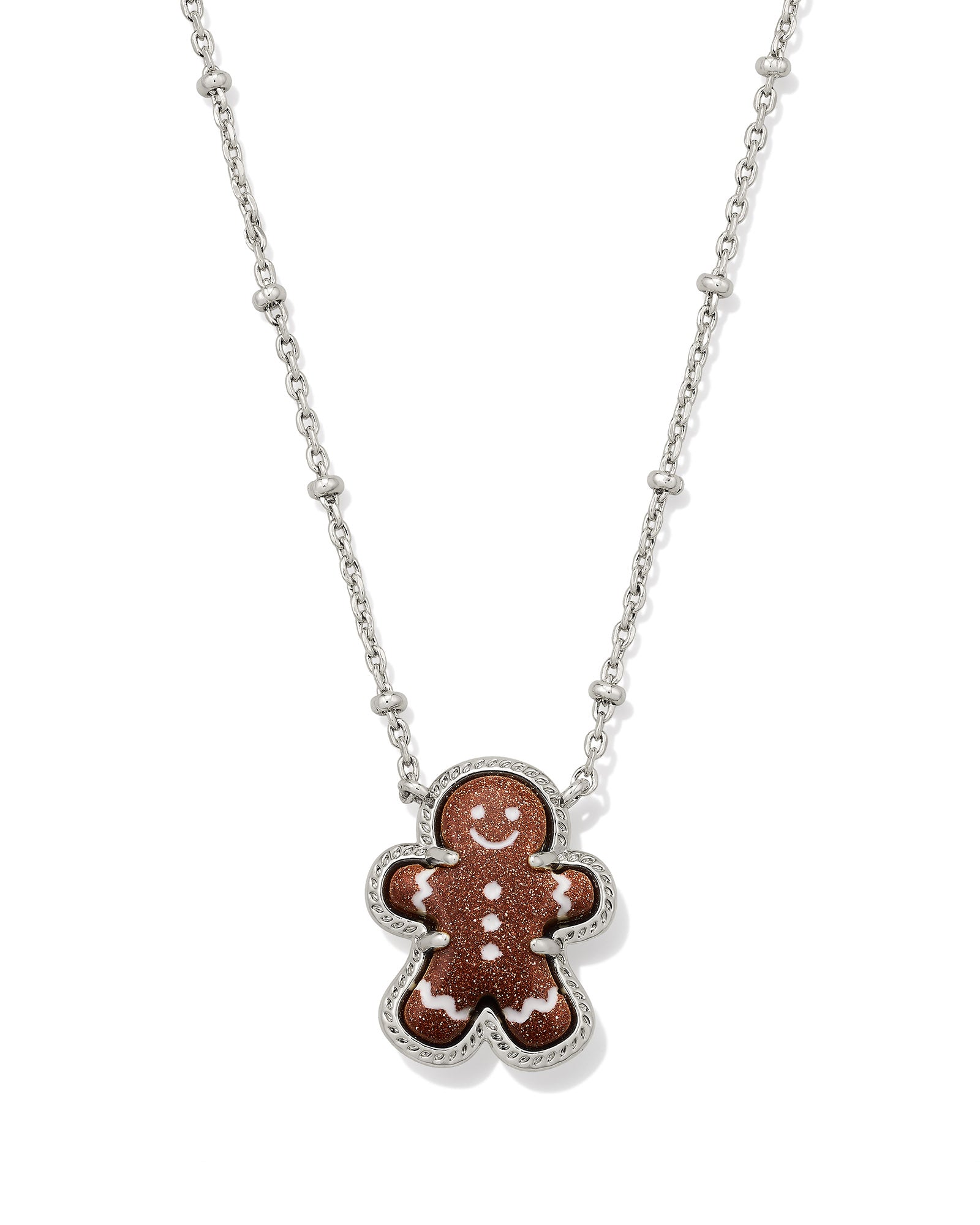 Kendra Scott Gingerbread Short Pendant Necklace - Silver Brown Goldstone