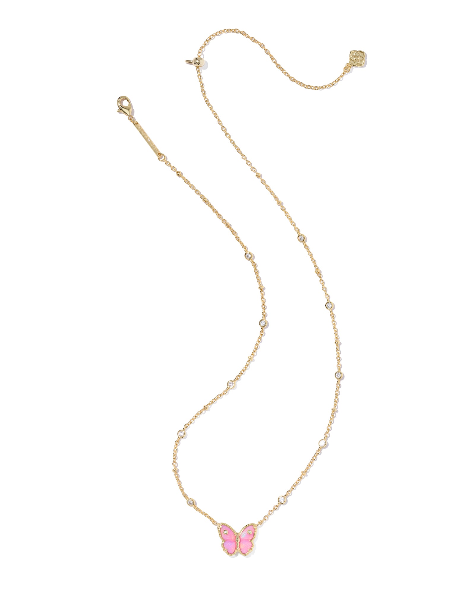 Kendra Scott Cailey Butterfly Short Pendant Necklace - Gold Pink Opalescent Resin