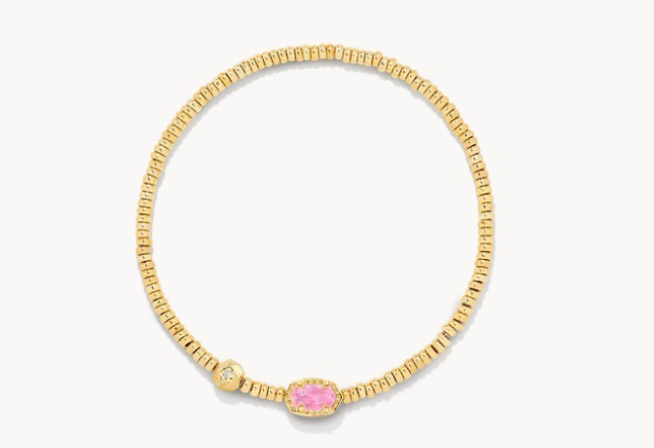 Kendra Scott Emilie Stretch Bracelet - Gold Pink Iridescent Glitter Glass